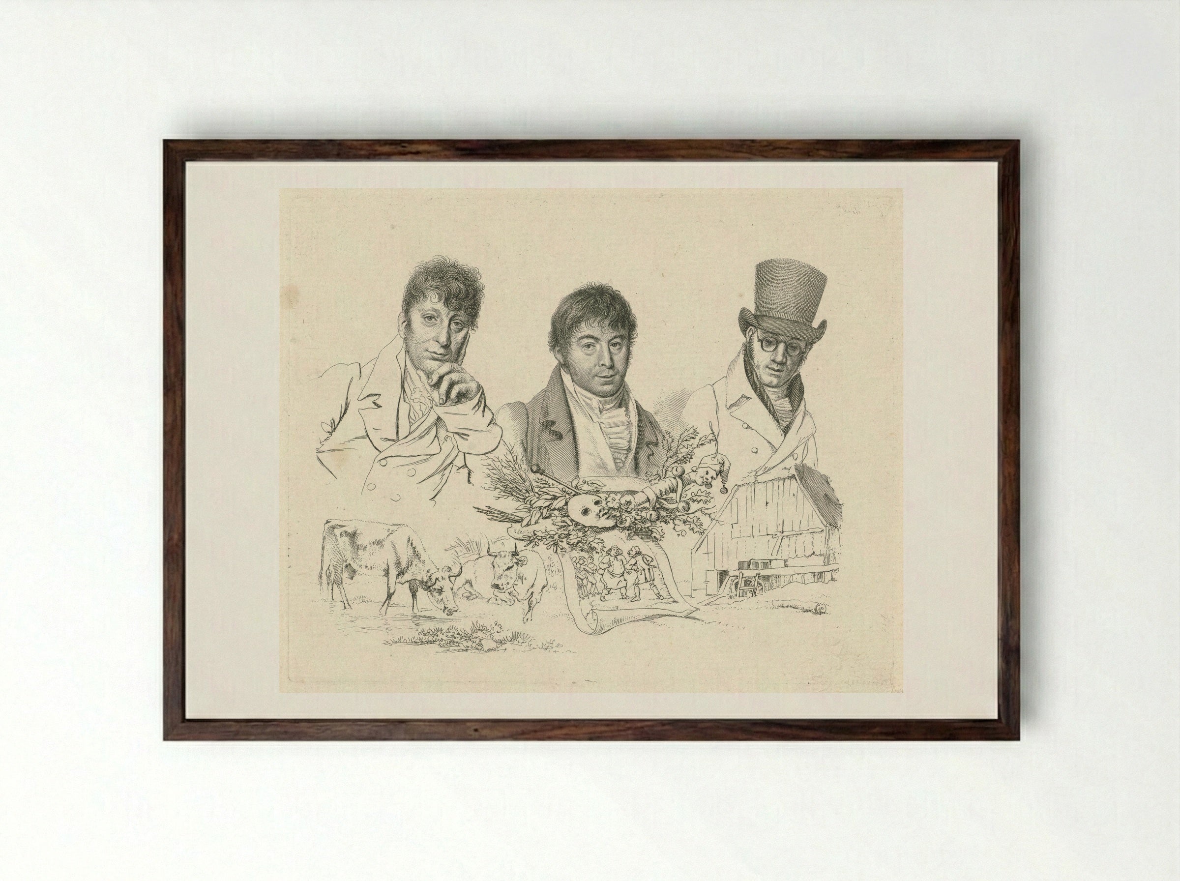 Portretten van H. Stokvisch, J. Smies en D. Kerkhoff - Jacob Ernst Marcus - Framed Print Dark Wood