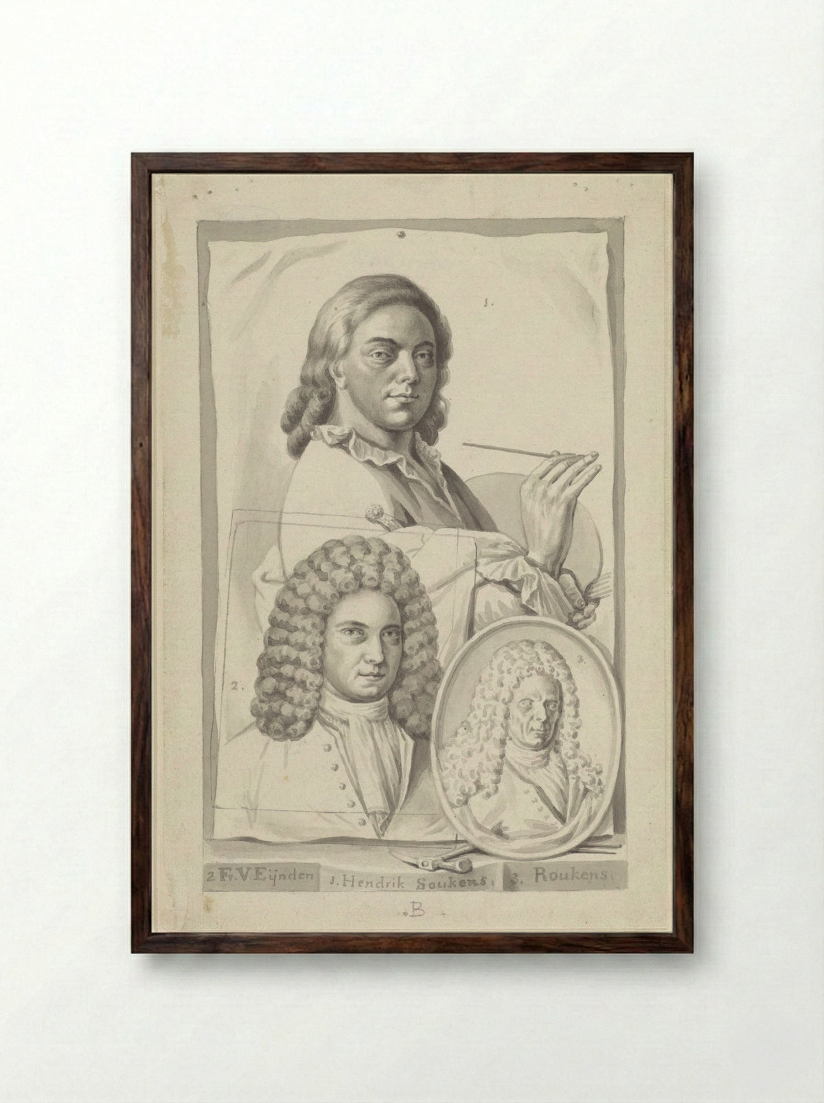 Portretten van Hendrik Soukens, Roukens en Frans van Eynden - Roeland van Eynden - Framed Print Dark Wood