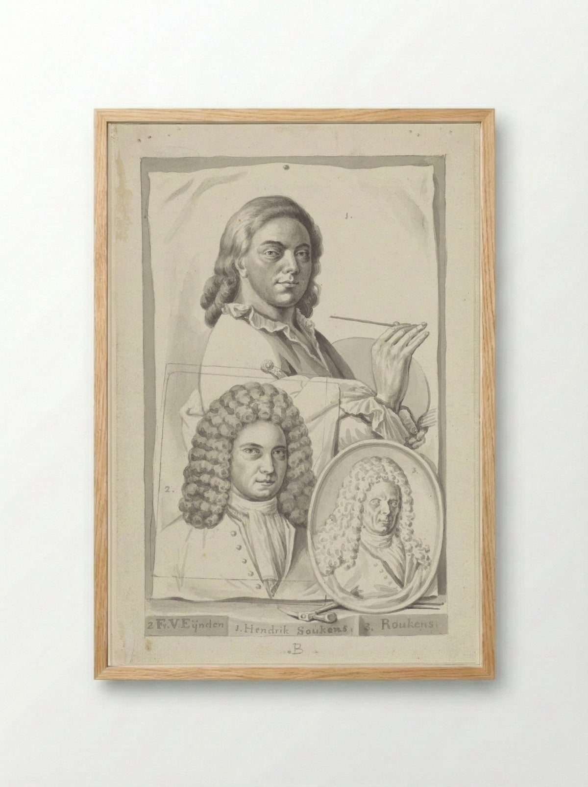 Portretten van Hendrik Soukens, Roukens en Frans van Eynden - Roeland van Eynden - Framed Print Wood