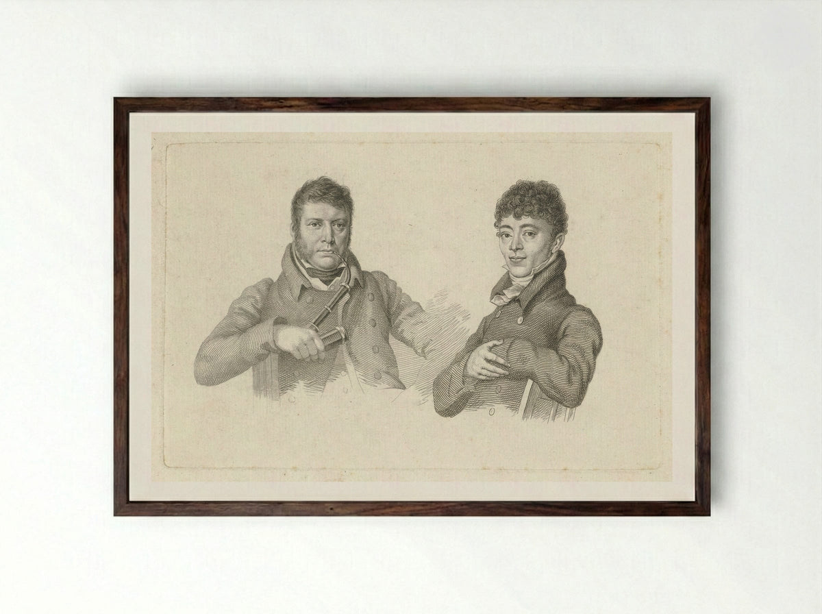 Portretten van Pieter Gerardus van Os en Albertus Jonas Brandt - Jacob Ernst Marcus - Framed Print Dark Wood