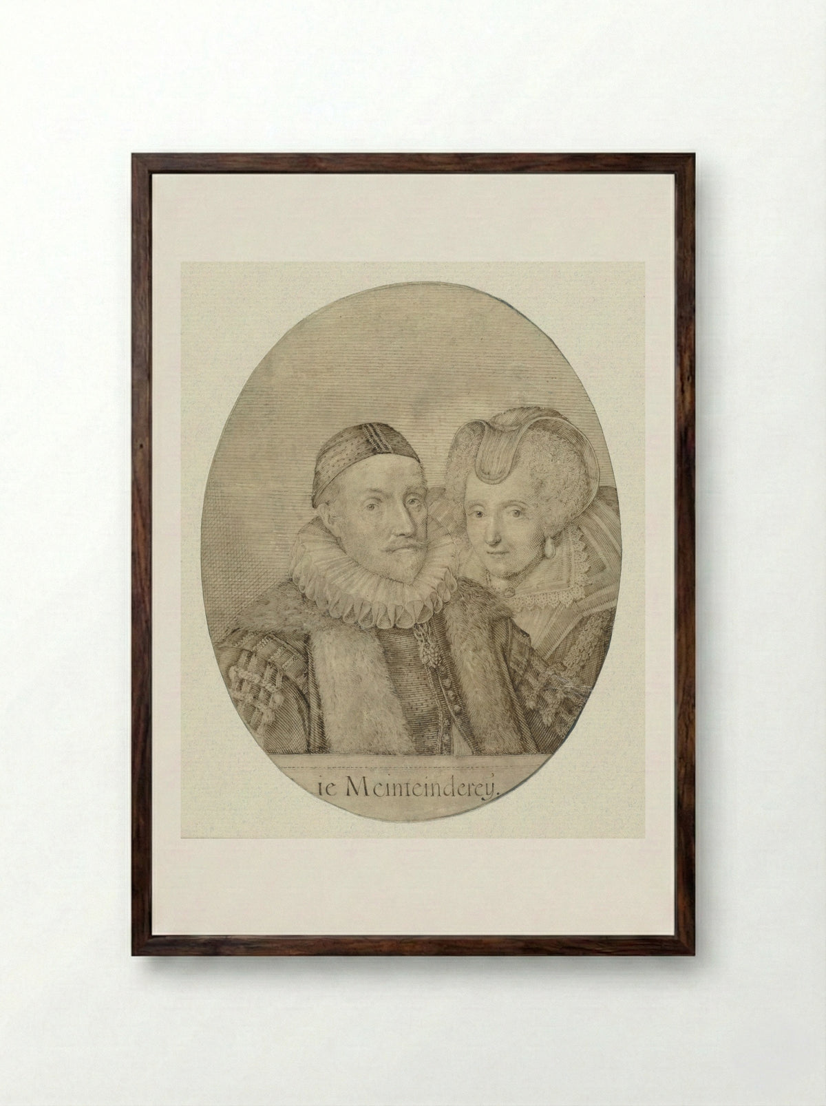 Portretten van Willem I en Louise de Coligny - J.A. Stock - Framed Print Dark Wood