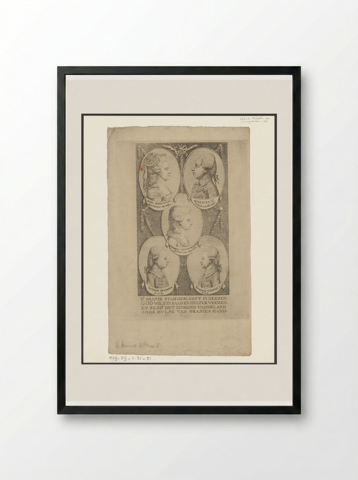 Portretten van de familie Oranje-Nassau - Johannes Jelgerhuis - Framed Print Black
