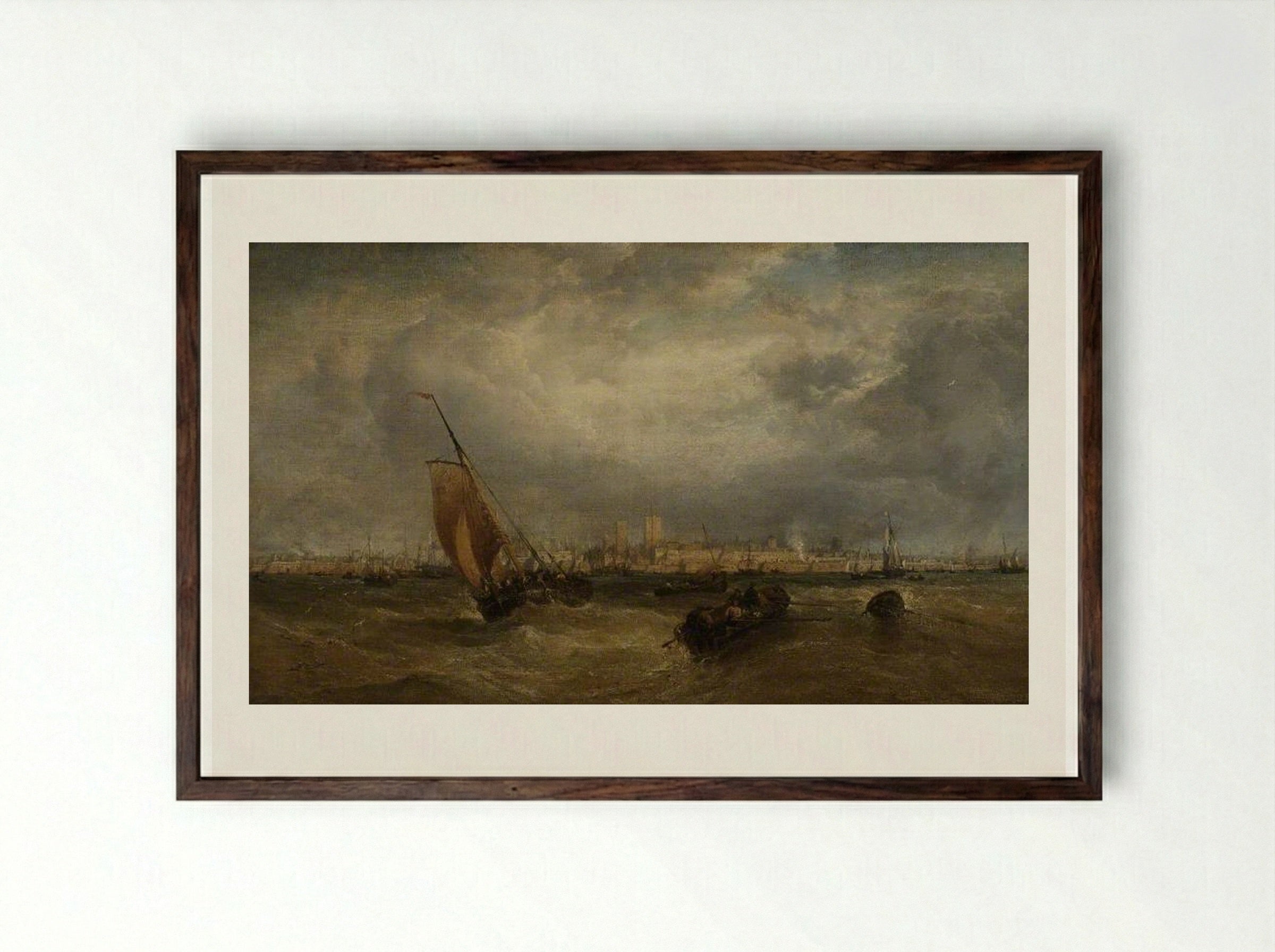 Portsmouth Harbour - James Webb - Framed Print Dark Wood