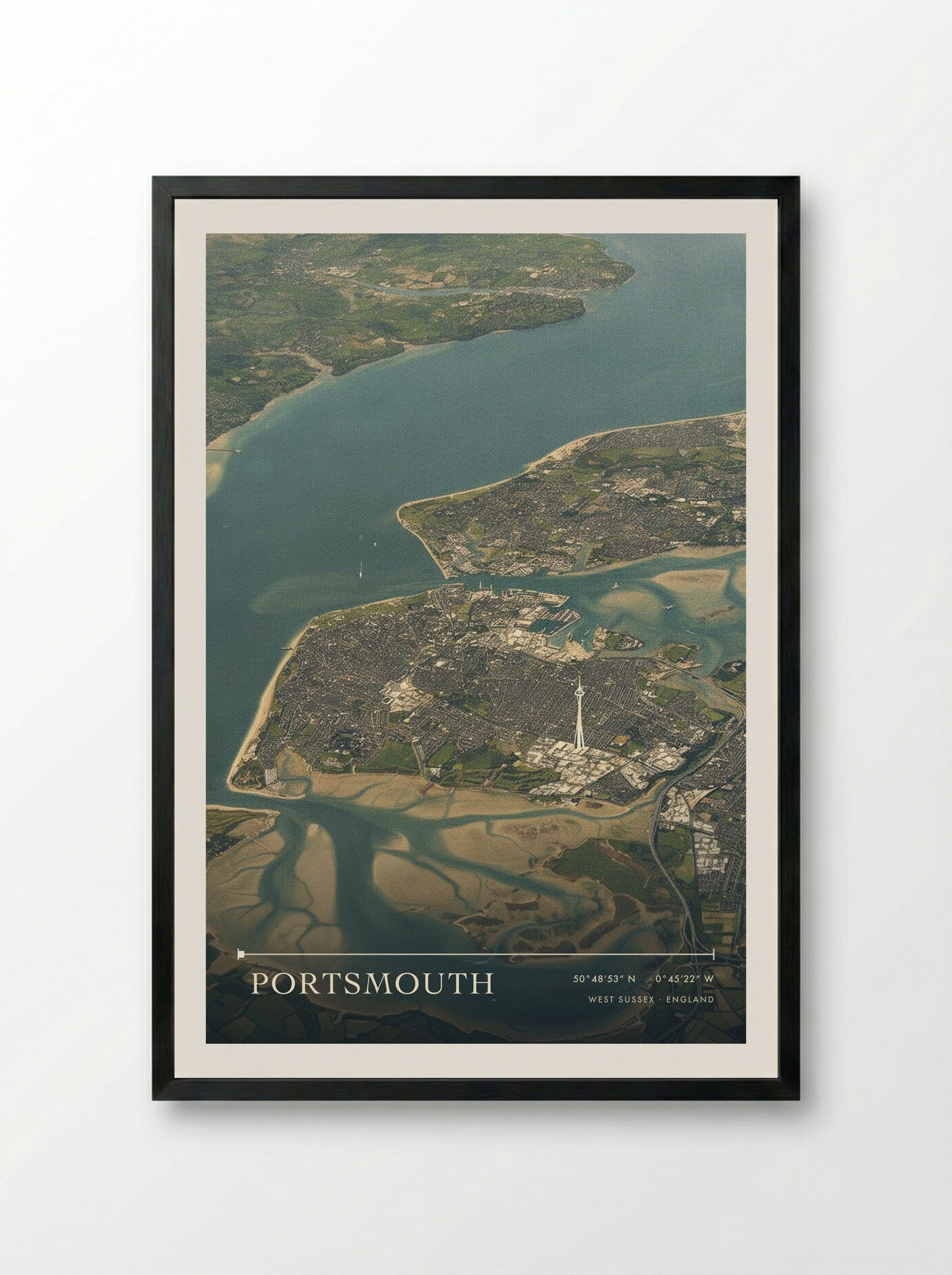 Portsmouth West Sussex England Travel Poster - Framed Print Black