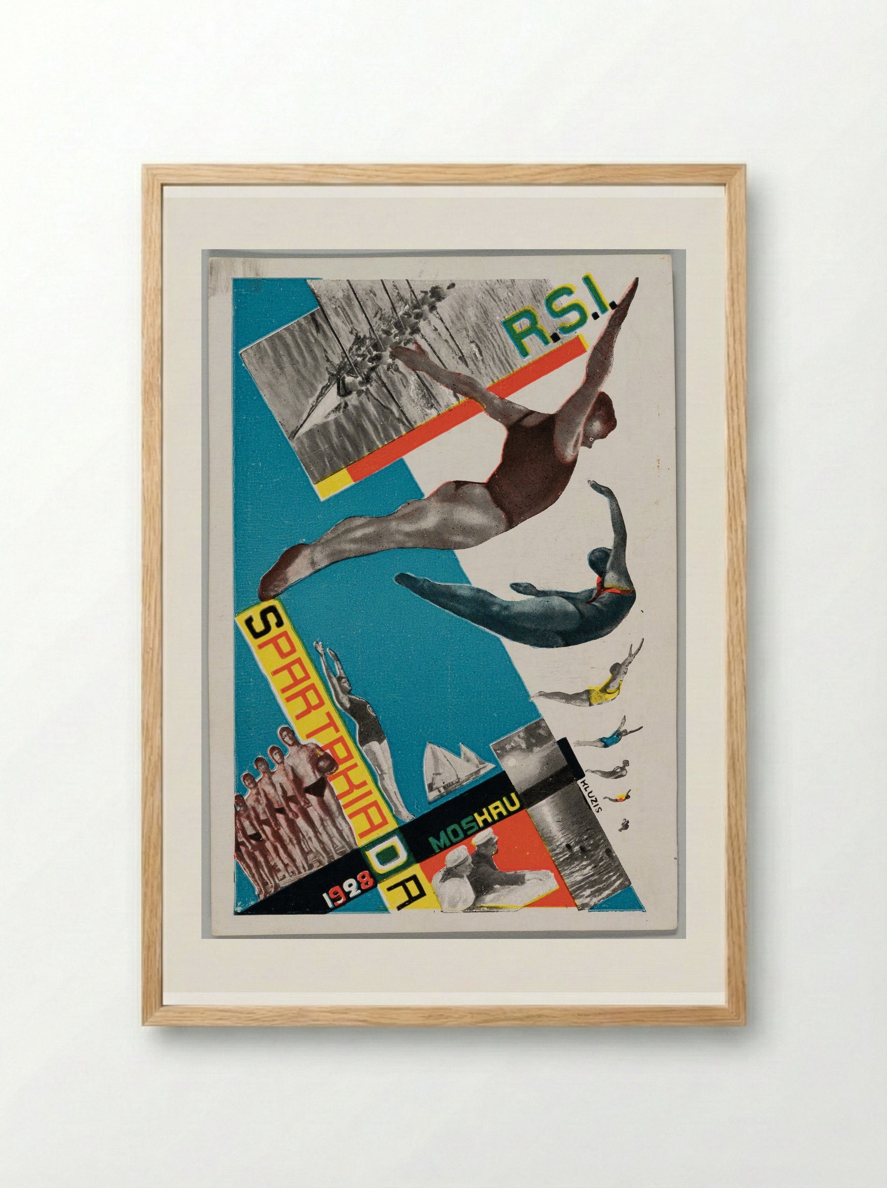 Postcard for Spartakiada, Moscow 1928 (The swallows (Diving)) - Gustavs Klucis - Framed Print Wood