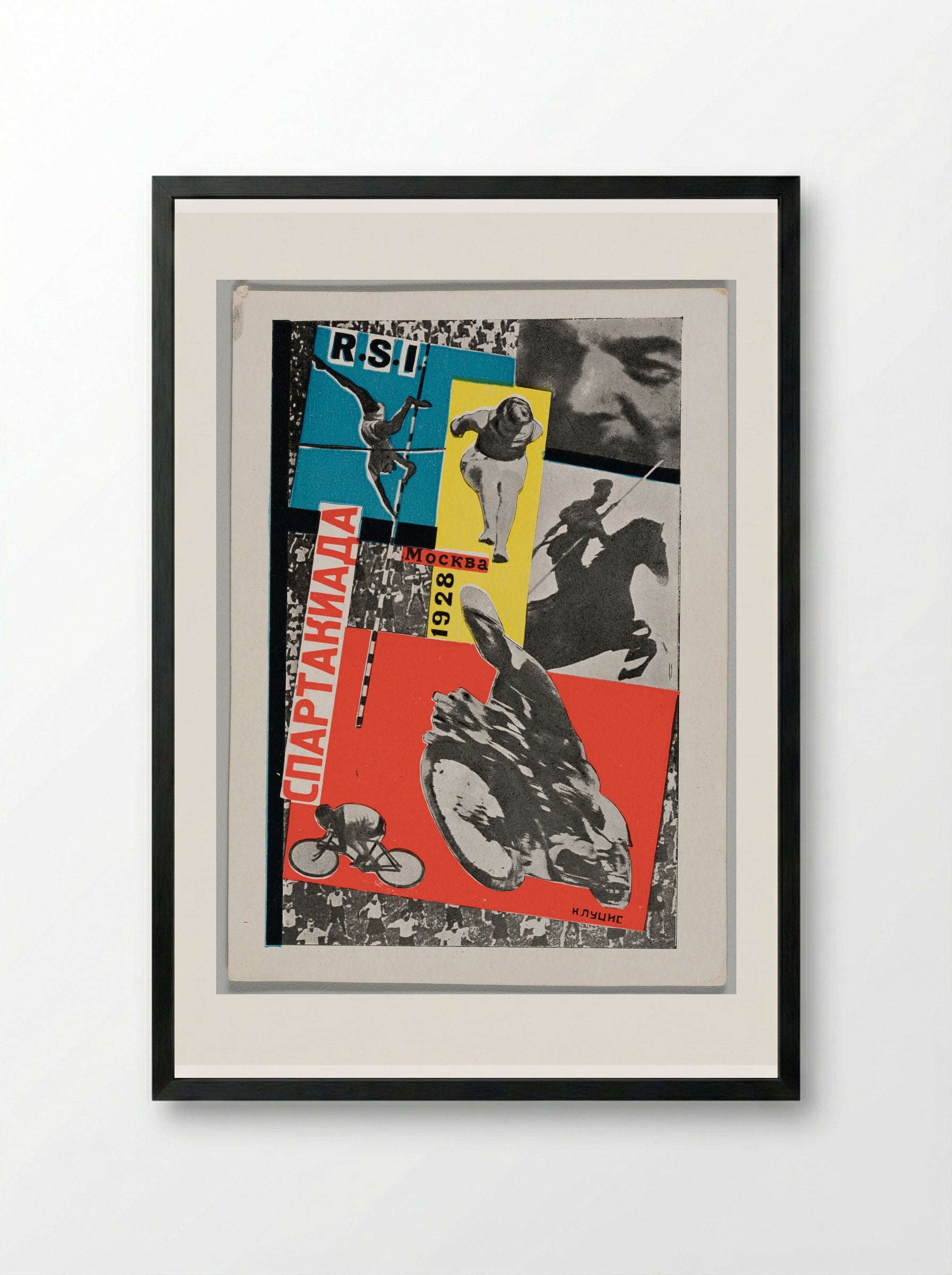 Postcard for Spartakiada, Moscow 1928 - Gustavs Klucis - Framed Print Black