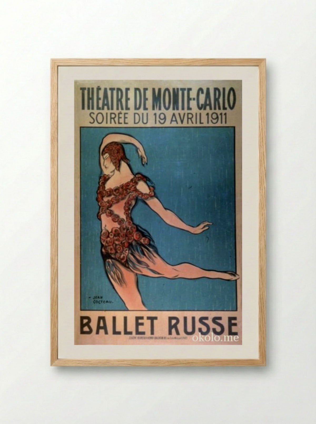 Poster for the 1911 Ballet Russe season (Le Spectre de la Rose) - Jean Cocteau - Framed Print Wood