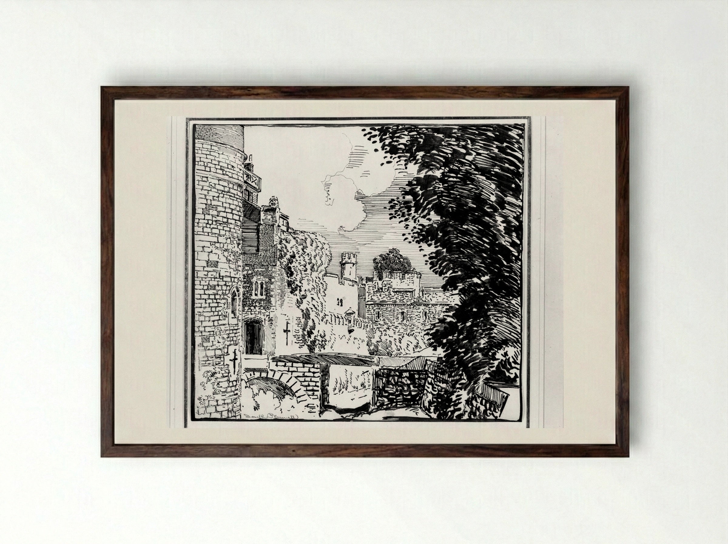 Postern Gateway - Joseph Pennell - Framed Print Dark Wood