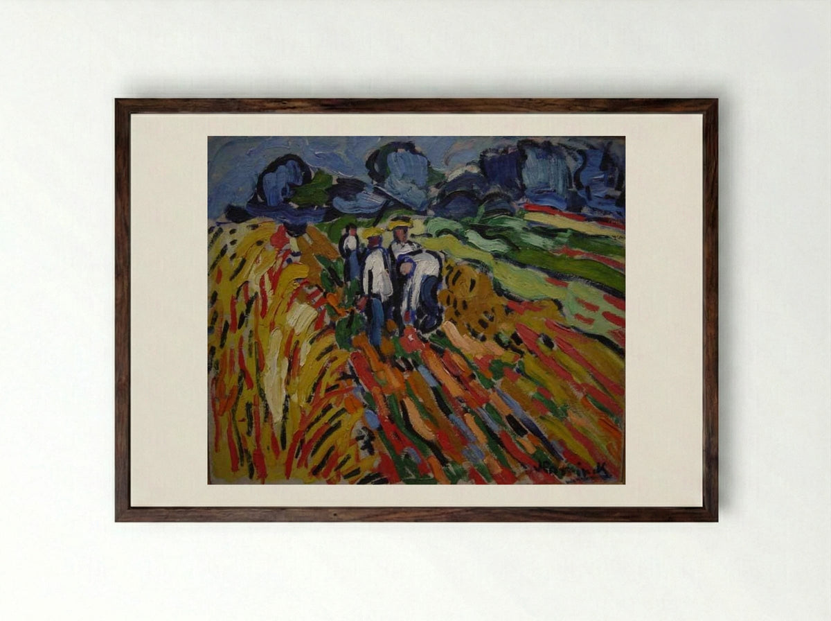 Potato Pickers - Maurice de Vlaminck - Framed Print Dark Wood