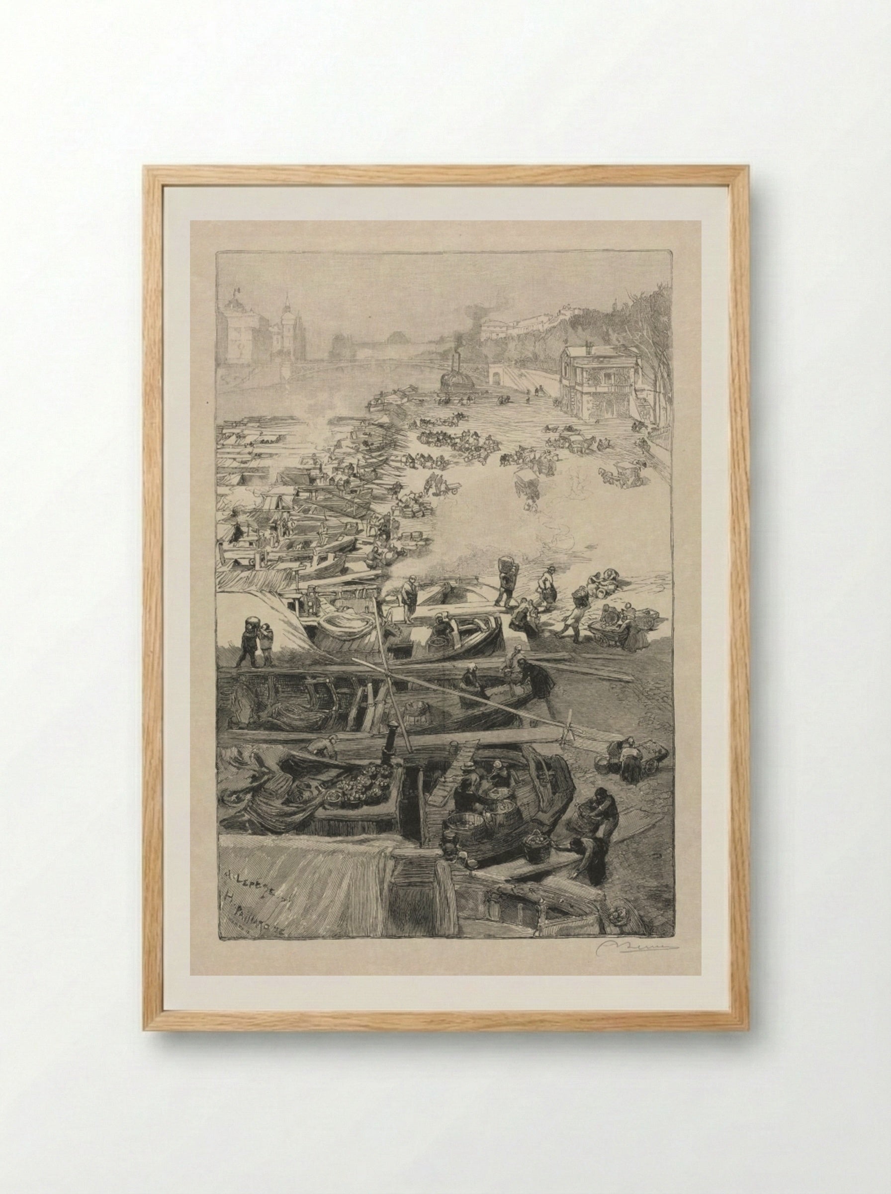 Potatoes Arriving at the Hôtel de Ville - Auguste Louis Lepère - Framed Print Wood