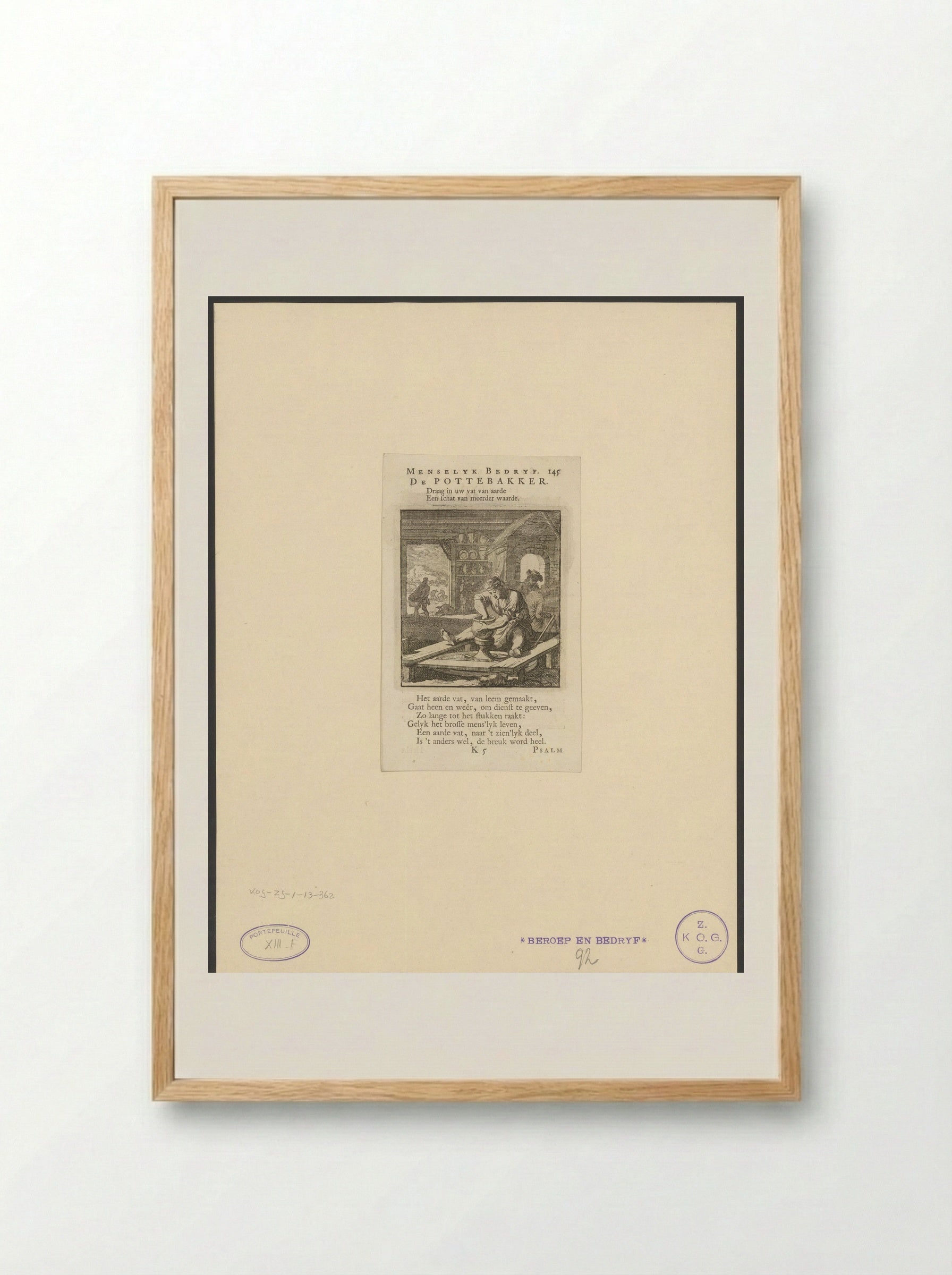 Pottenbakker draait een pot - Cornelis van der Sys - Framed Print Wood
