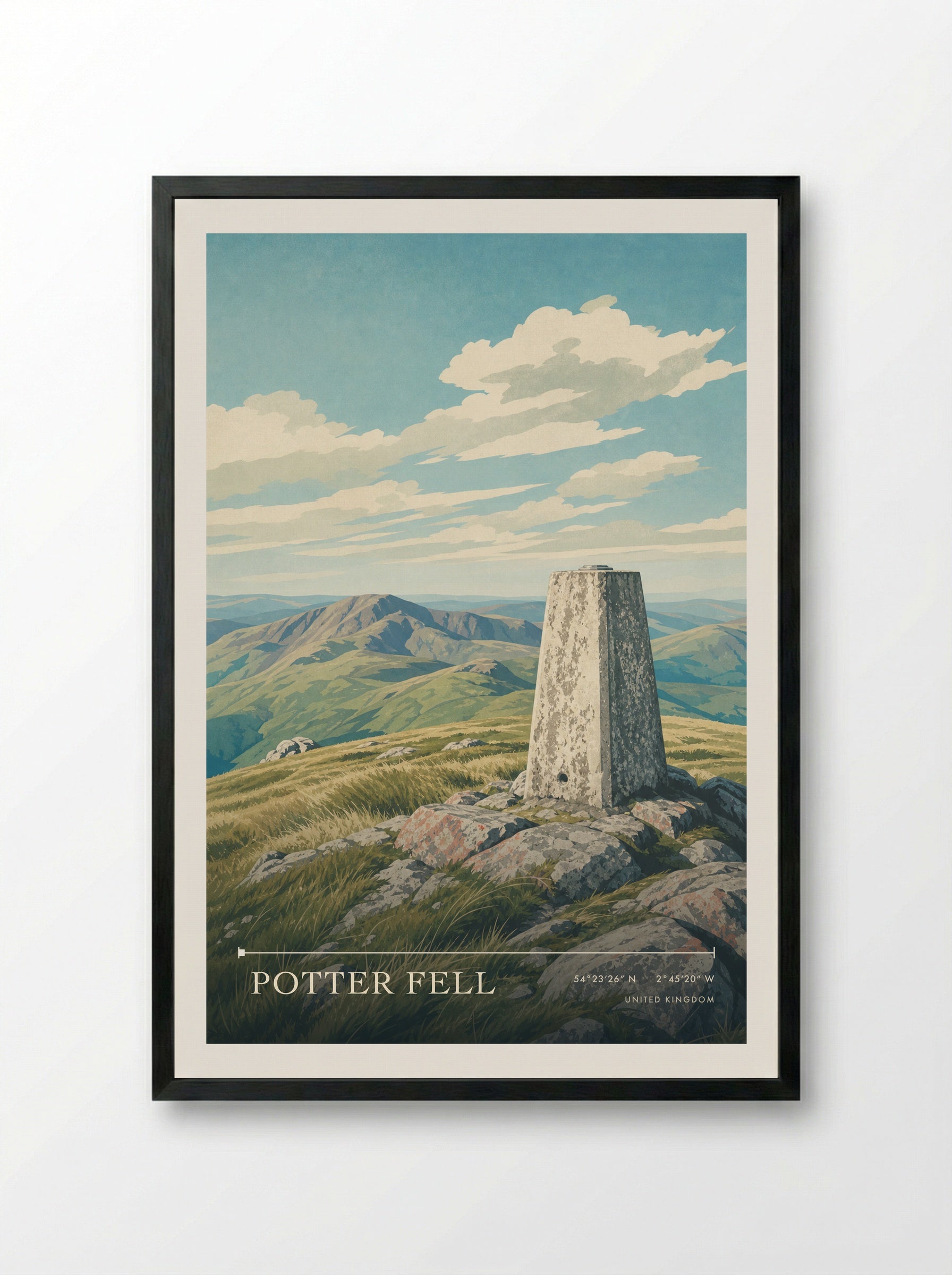 Potter Fell United Kingdom Travel Poster - Framed Print Black