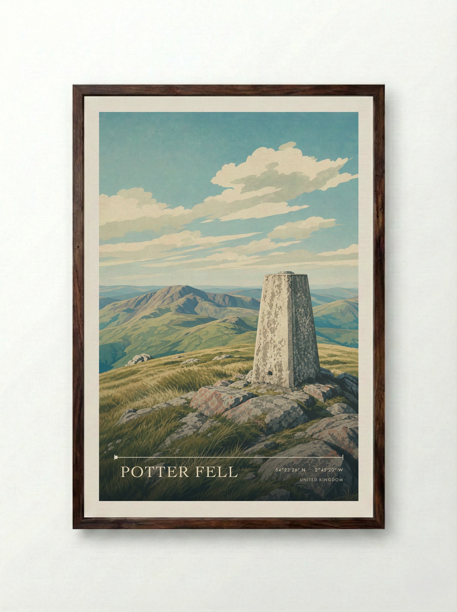Potter Fell United Kingdom Travel Poster - Framed Print Dark Wood
