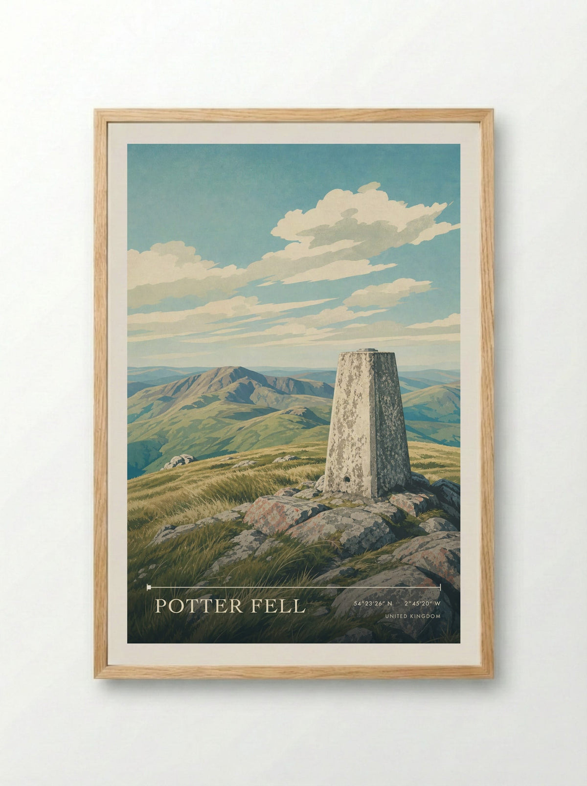 Potter Fell United Kingdom Travel Poster - Framed Print Wood