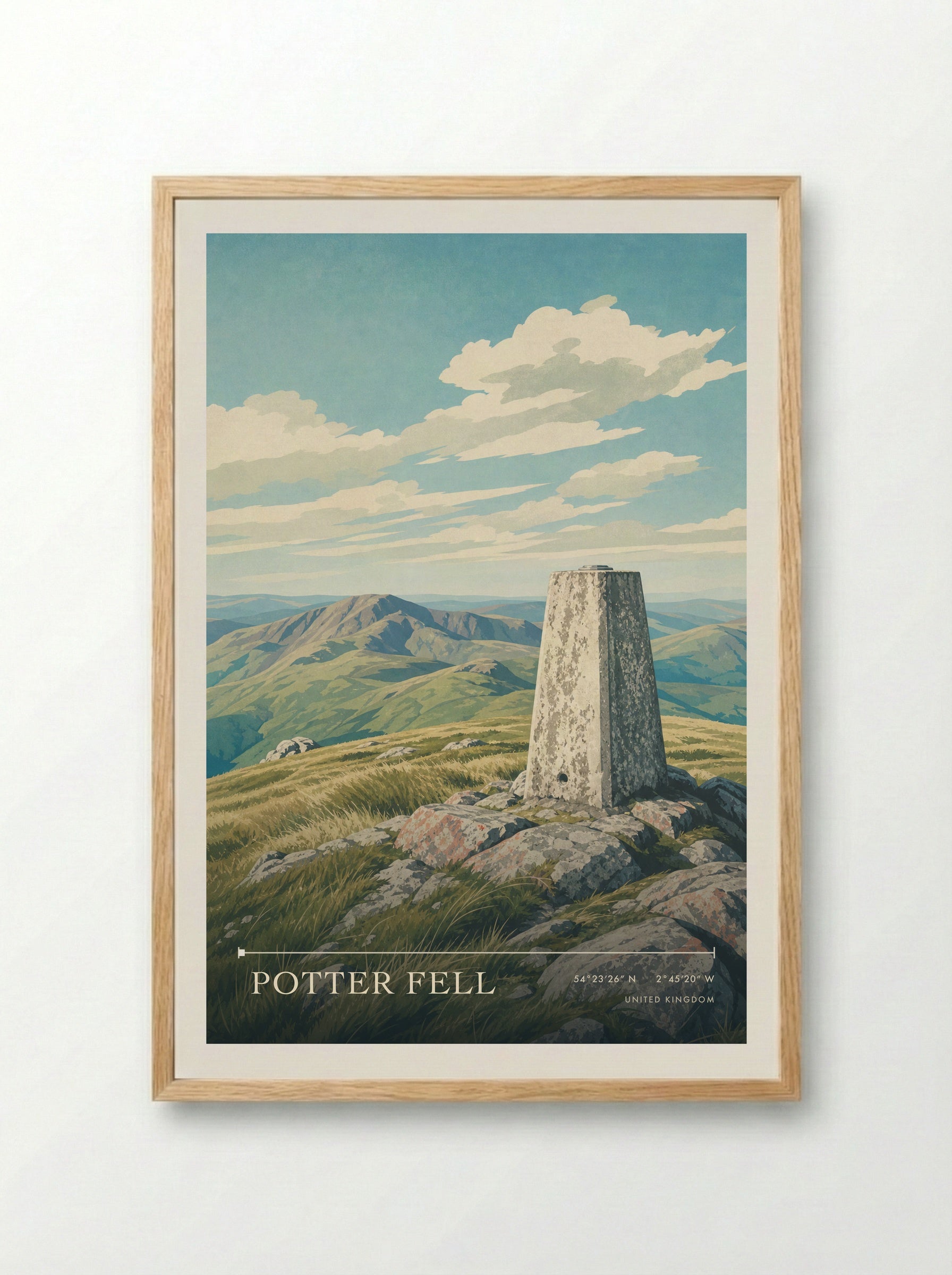 Potter Fell United Kingdom Travel Poster - Framed Print Wood