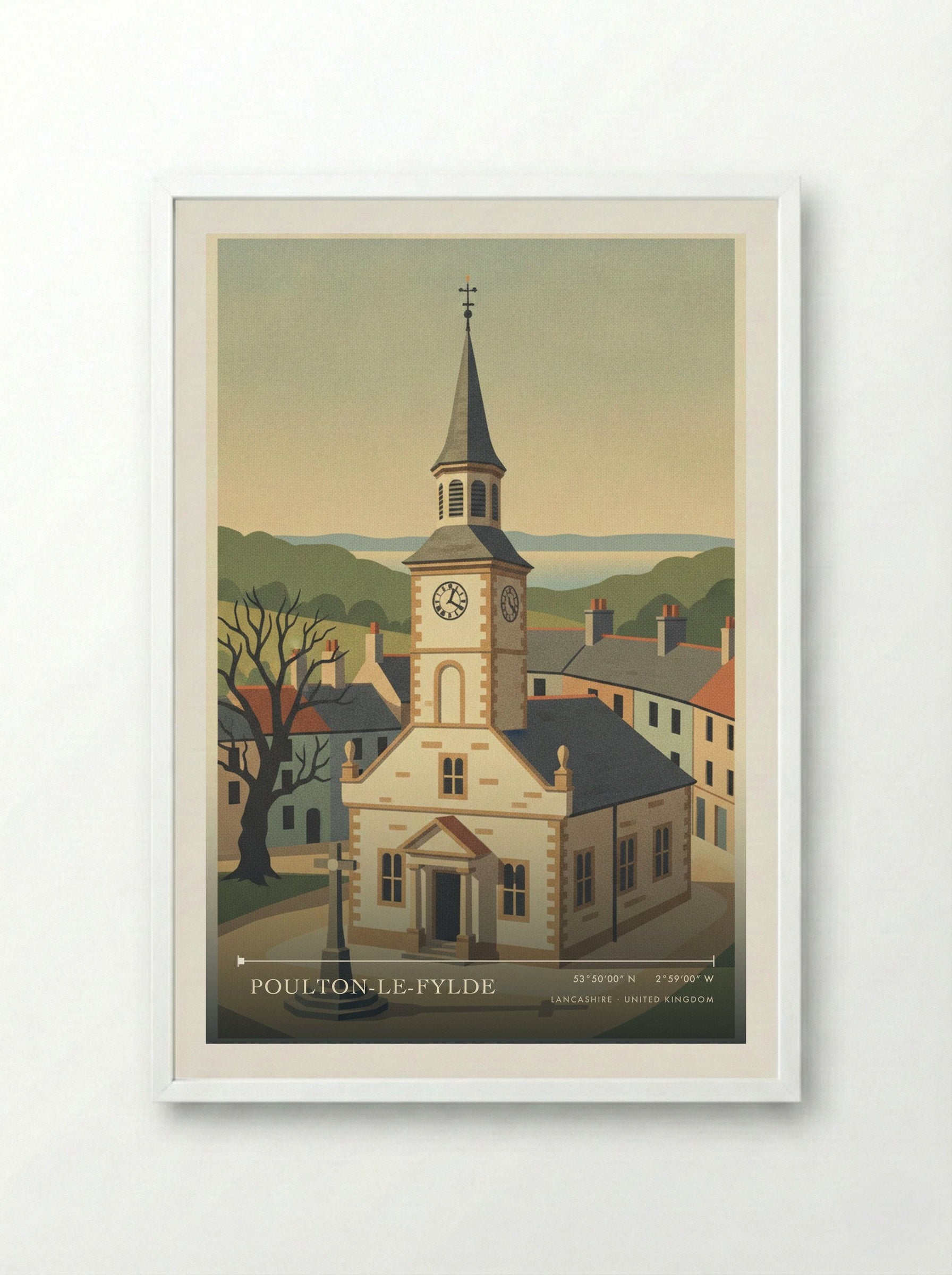 Poulton-le-Fylde Lancashire United Kingdom Travel Poster - Framed Print White