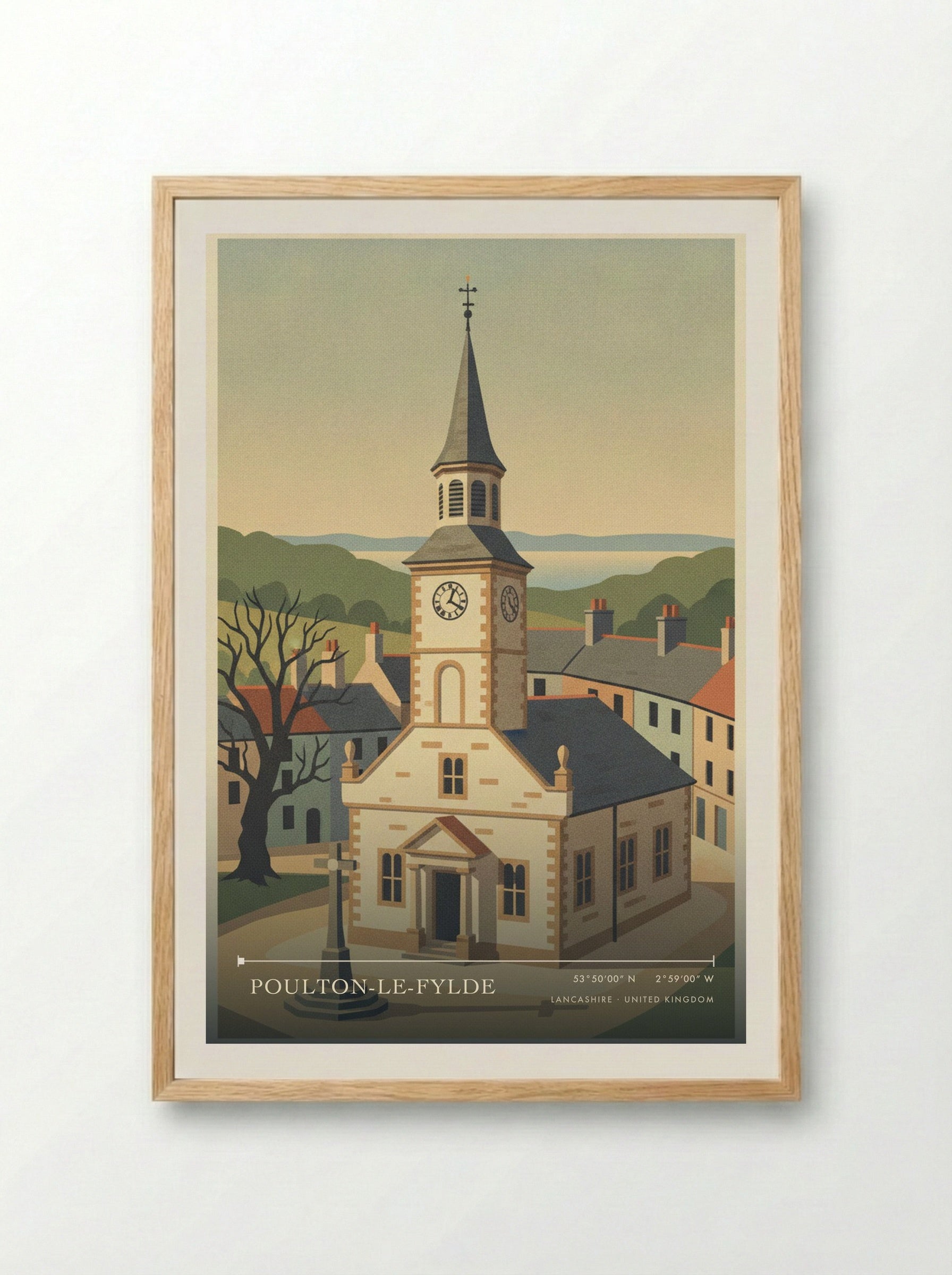 Poulton-le-Fylde Lancashire United Kingdom Travel Poster - Framed Print Wood