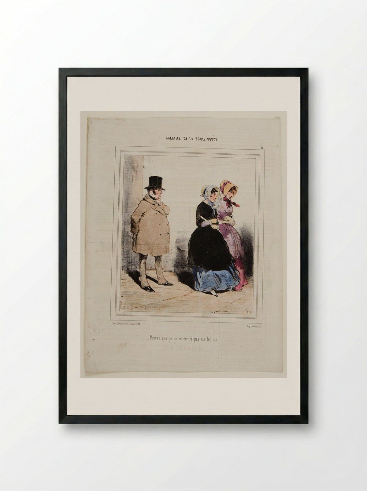 Pourvu que je ne rencontre pas ma femme! - Edouard de Beaumont - Framed Print Black