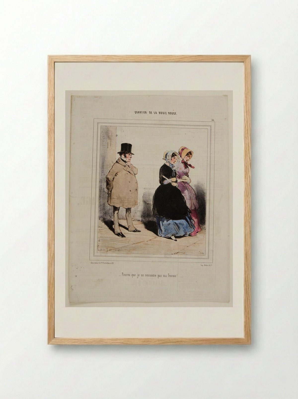 Pourvu que je ne rencontre pas ma femme! - Edouard de Beaumont - Framed Print Wood