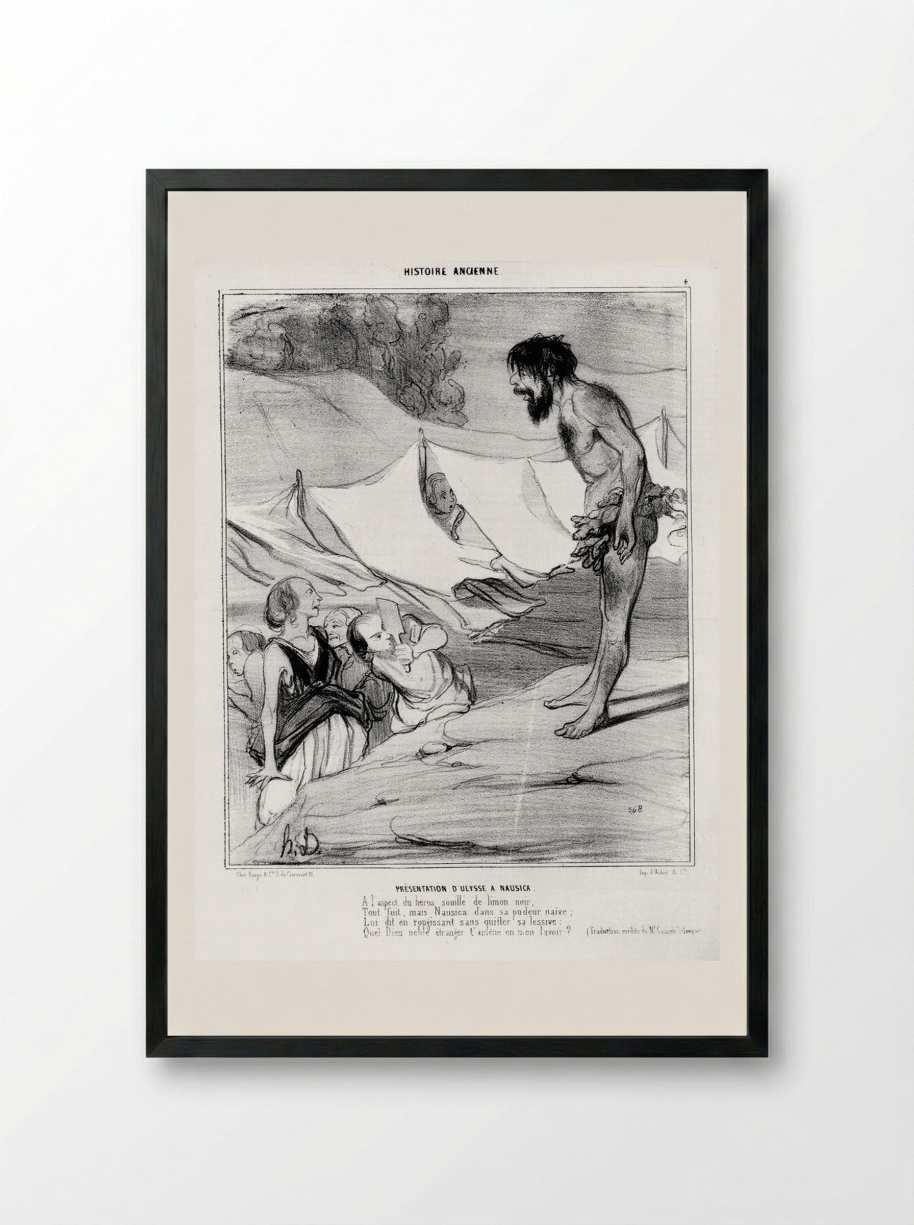 Présentation d'Ulysse à Nausicaa - Honoré-Victorin Daumier - Framed Print Black