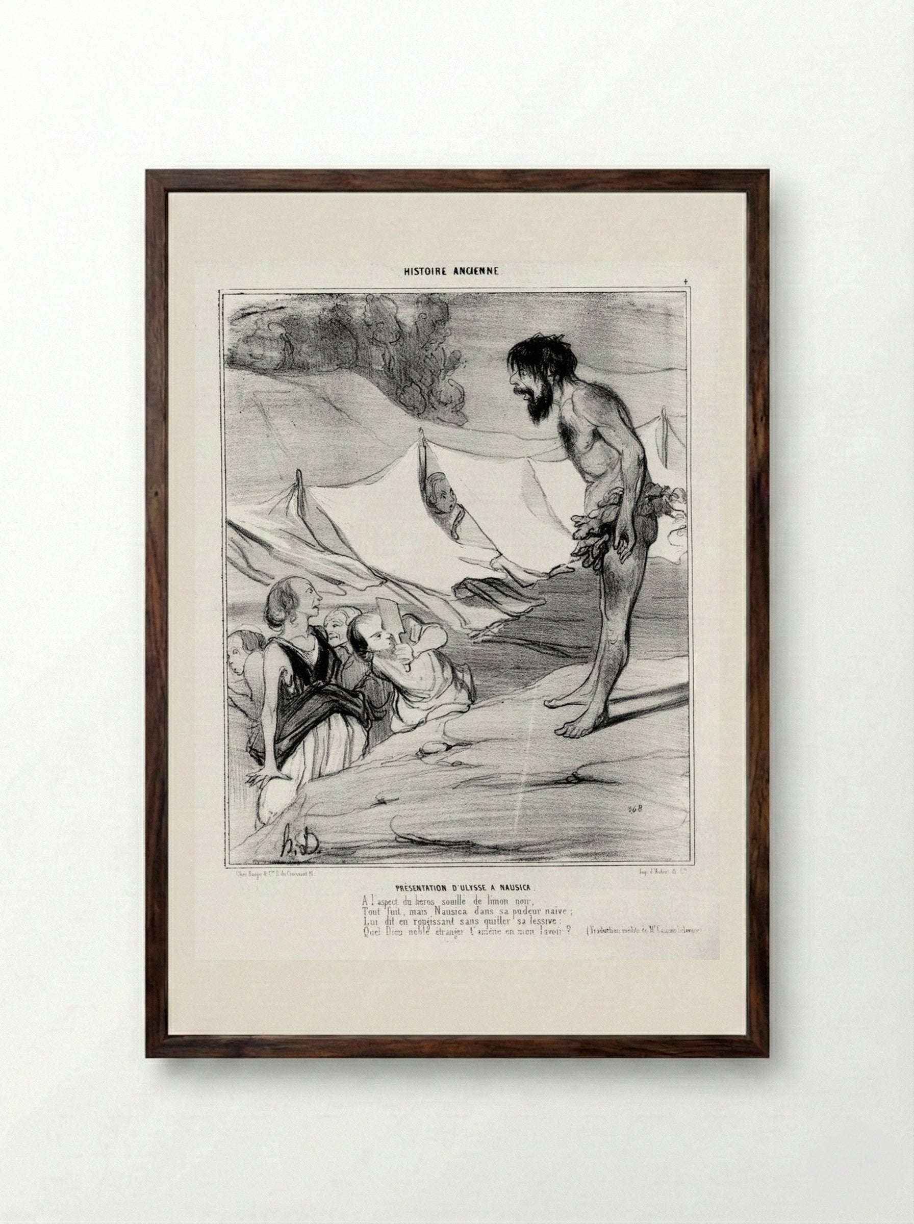 Présentation d'Ulysse à Nausicaa - Honoré-Victorin Daumier - Framed Print Dark Wood