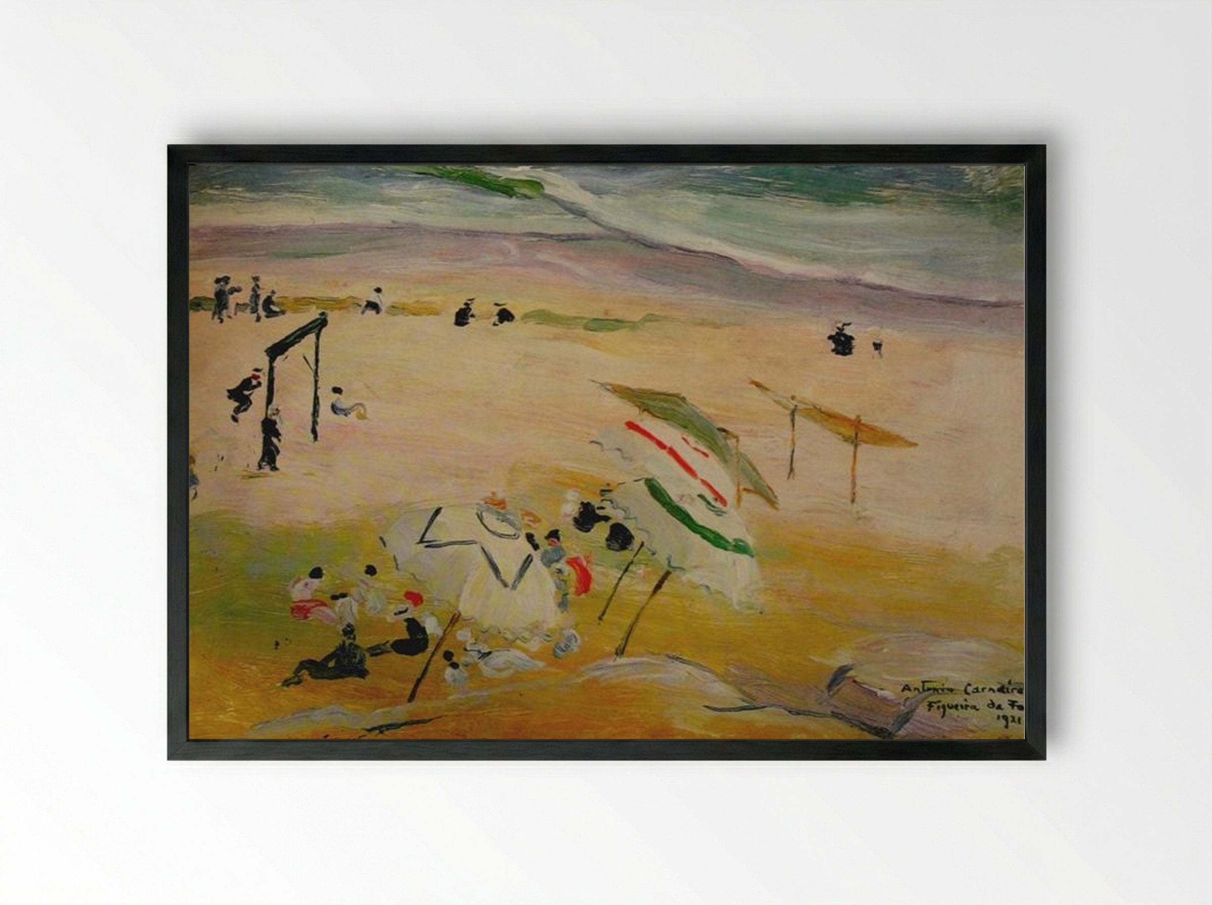 Praia da Figueira da Foz - António Carneiro - Framed Print Black