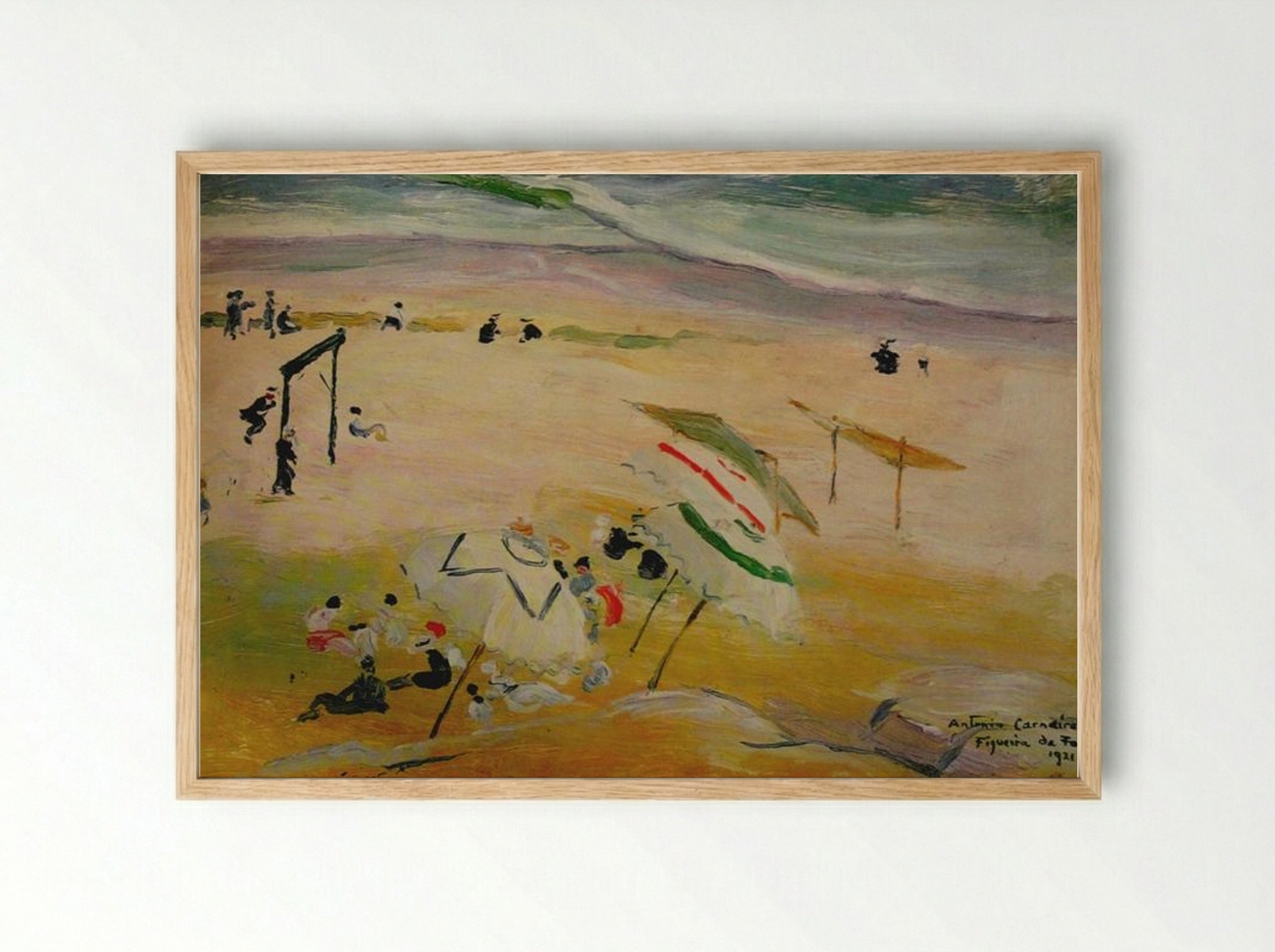 Praia da Figueira da Foz - António Carneiro - Framed Print Wood