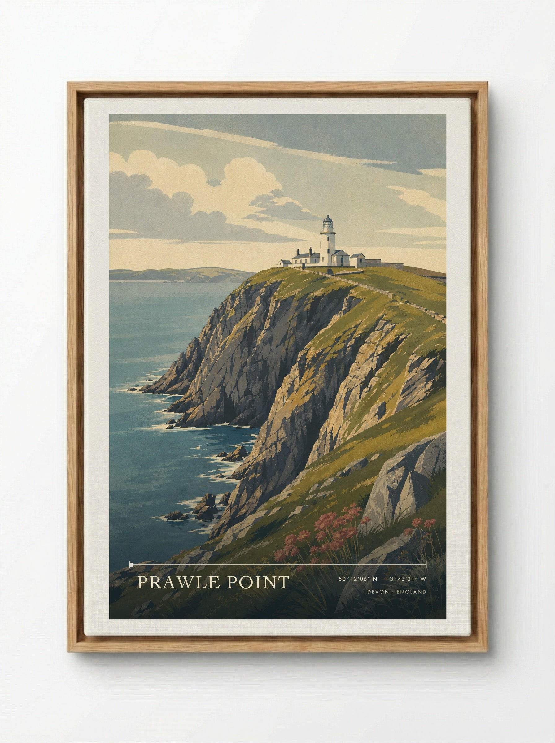 Prawle Point Devon England Travel Poster - Framed Canvas Wood