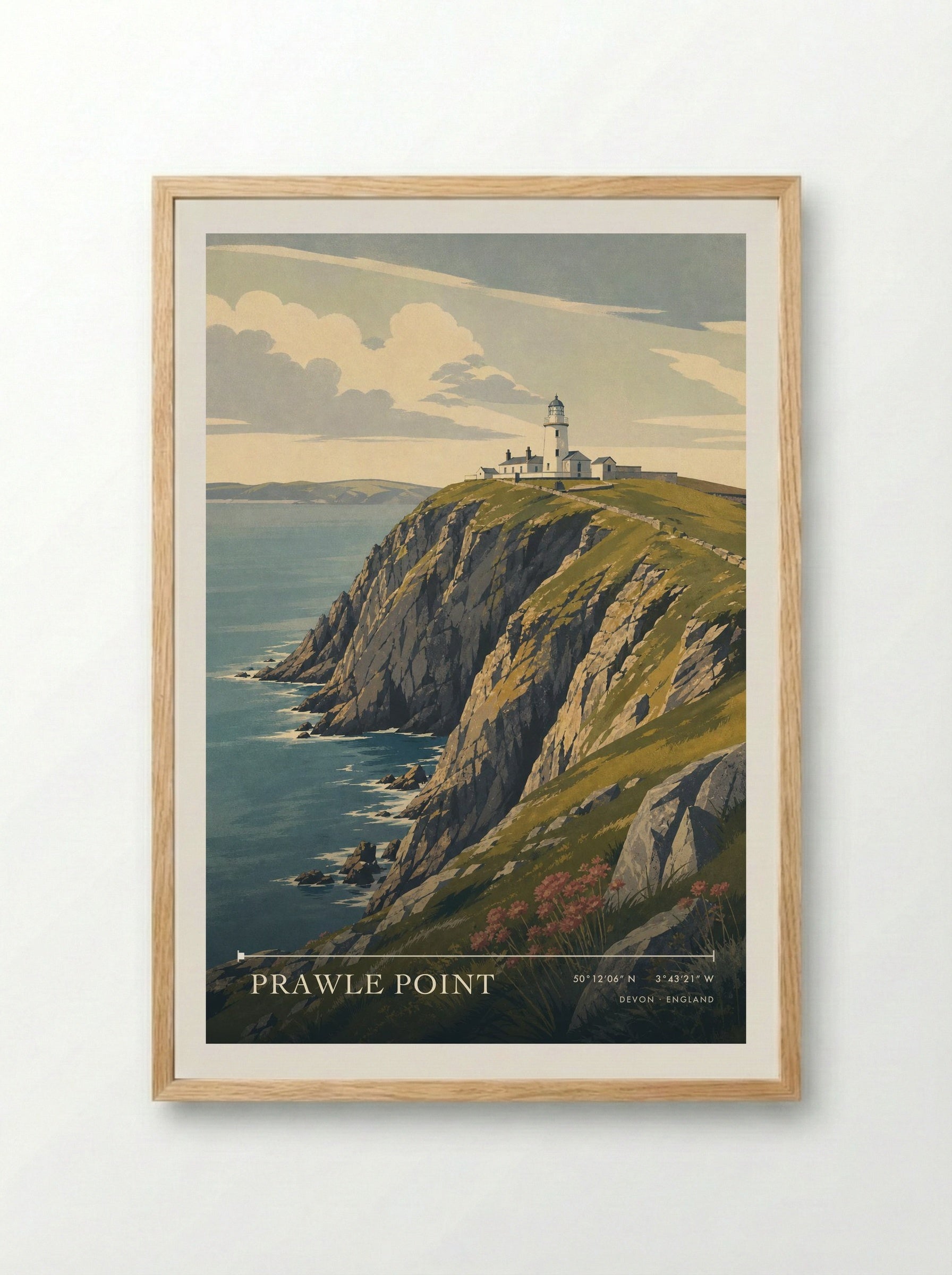 Prawle Point Devon England Travel Poster - Framed Print Wood
