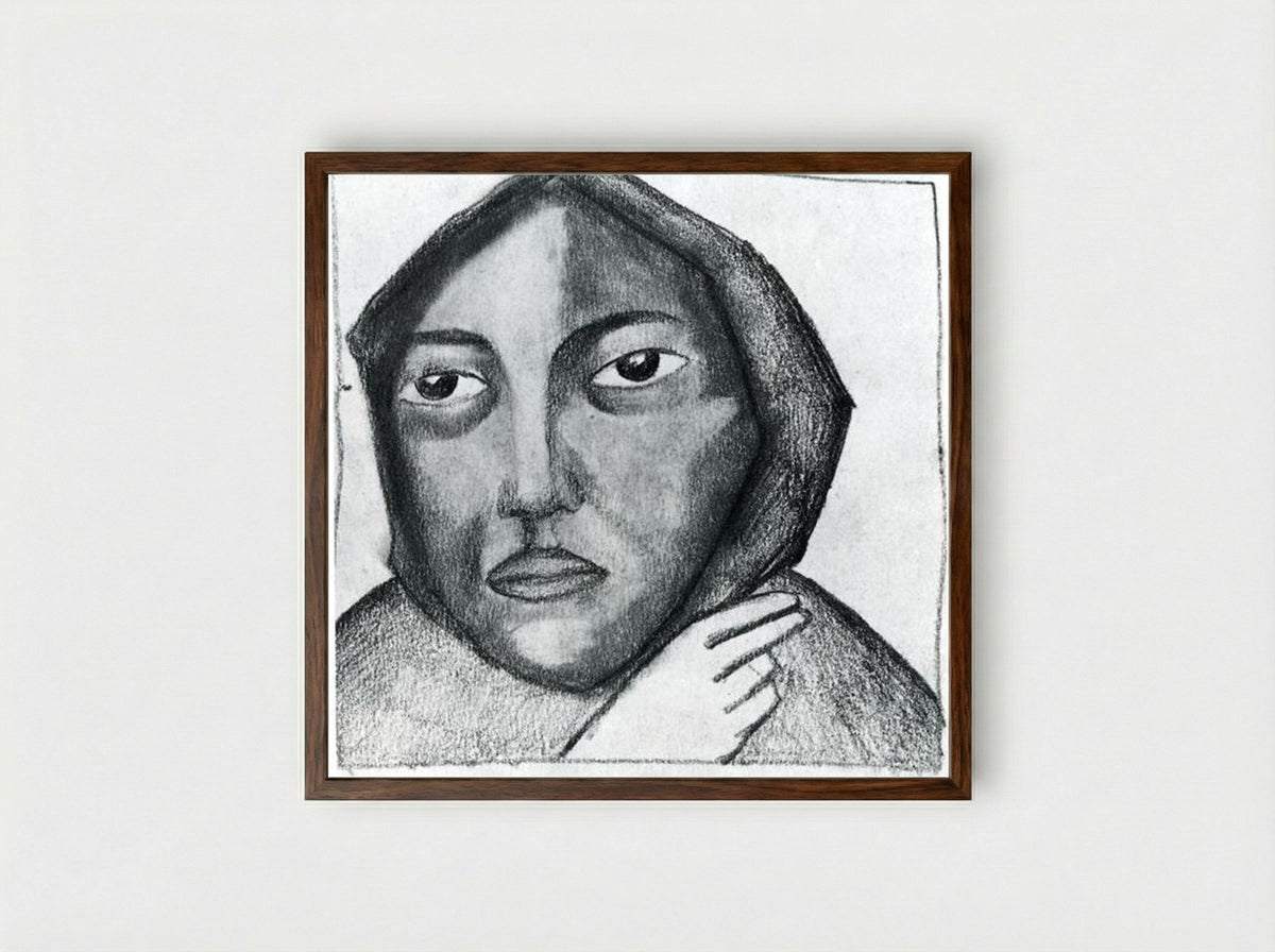 Praying Woman - Kazimir Malevich - Framed Print Dark Wood