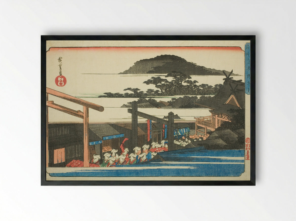 Precincts of the Shiba Shinmei Shrine - Utagawa Hiroshige - Framed Print Black