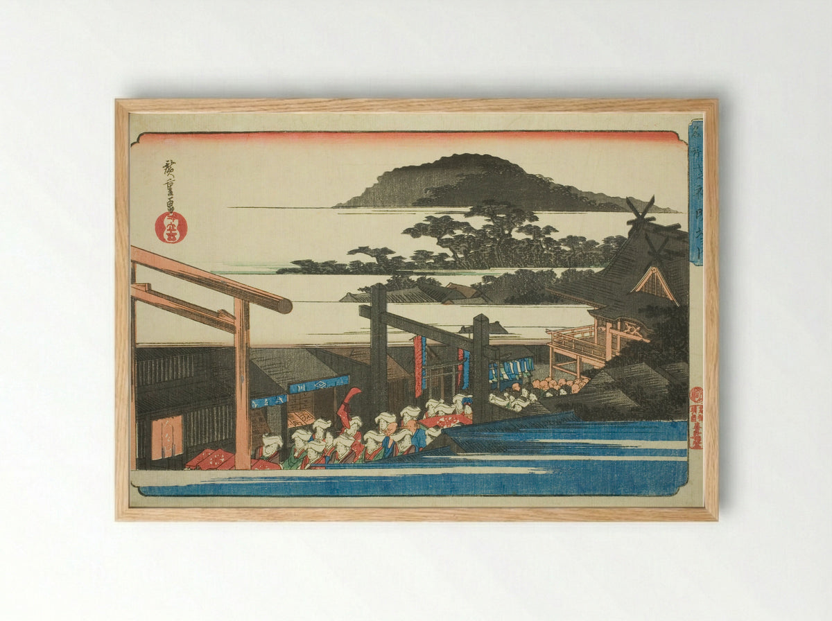 Precincts of the Shiba Shinmei Shrine - Utagawa Hiroshige - Framed Print Wood