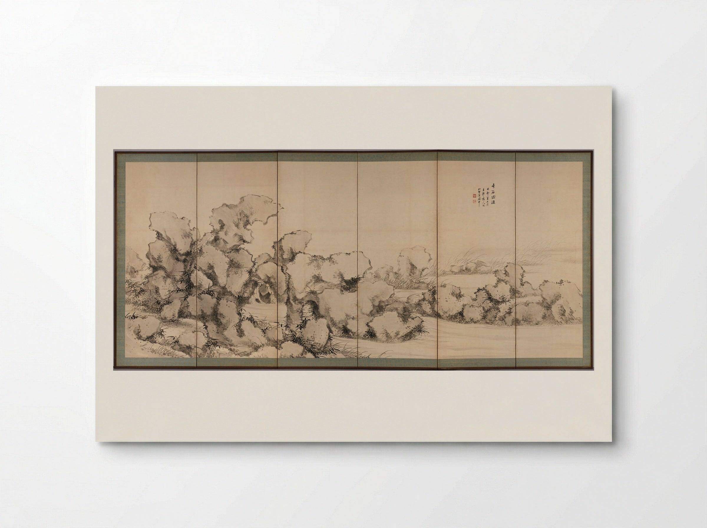 Precipitous Rocks and Rushing Water - Uragami Shunkin - Poster