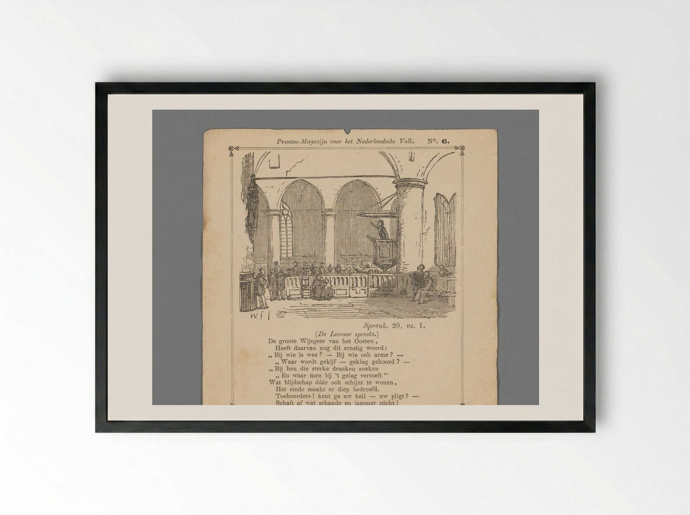 Prekende predikant in een kerk - Isaac Weissenbruch - Framed Print Black