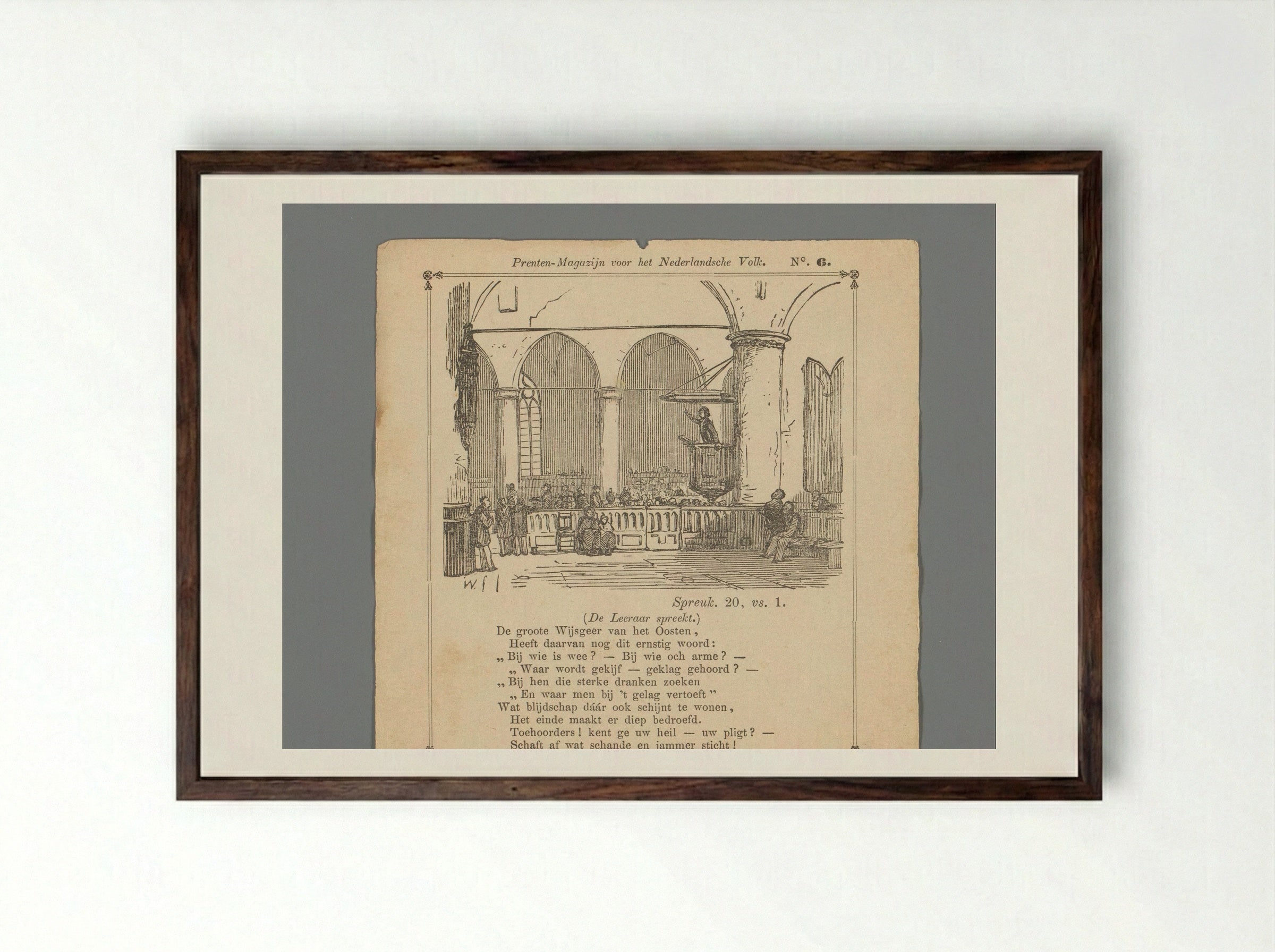 Prekende predikant in een kerk - Isaac Weissenbruch - Framed Print Dark Wood
