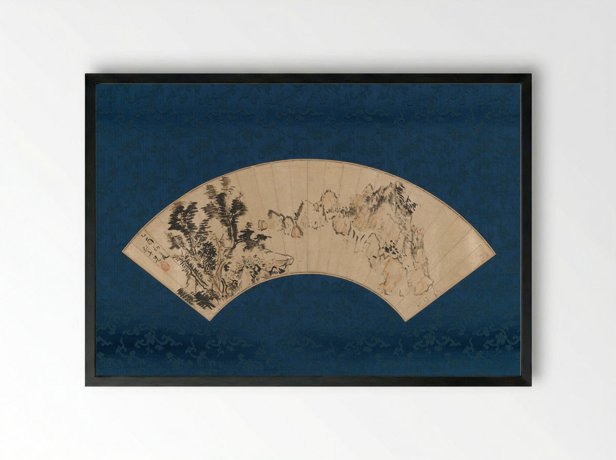 Preparing Tea by a Mountain Gorge - Aoki Mokubei - Framed Print Black