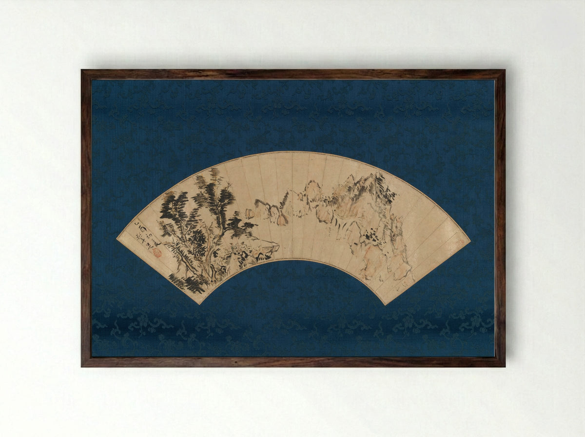 Preparing Tea by a Mountain Gorge - Aoki Mokubei - Framed Print Dark Wood