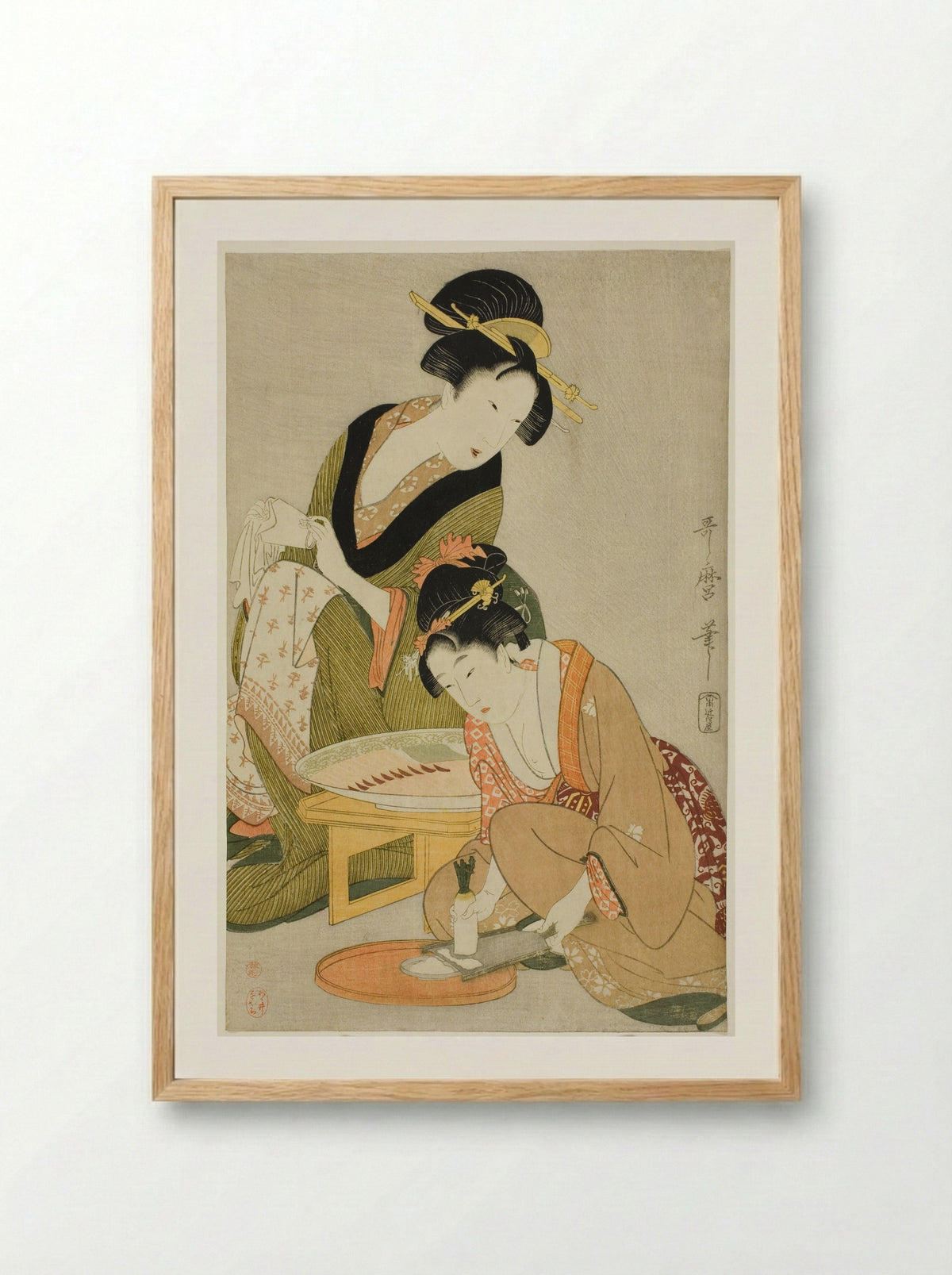Preparing a Meal - Kitagawa Utamaro - Framed Print Wood