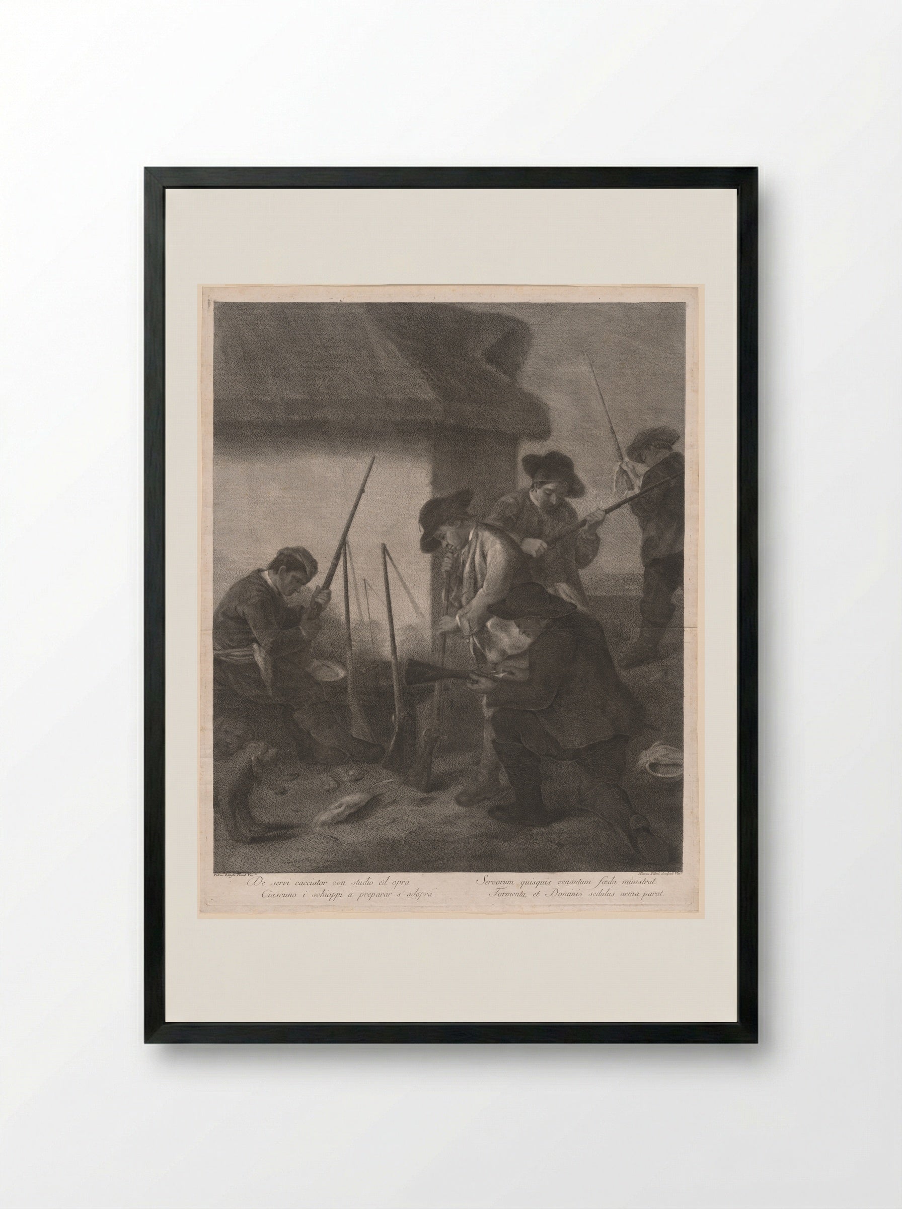 Preparing the Guns - Pietro Longhi - Framed Print Black