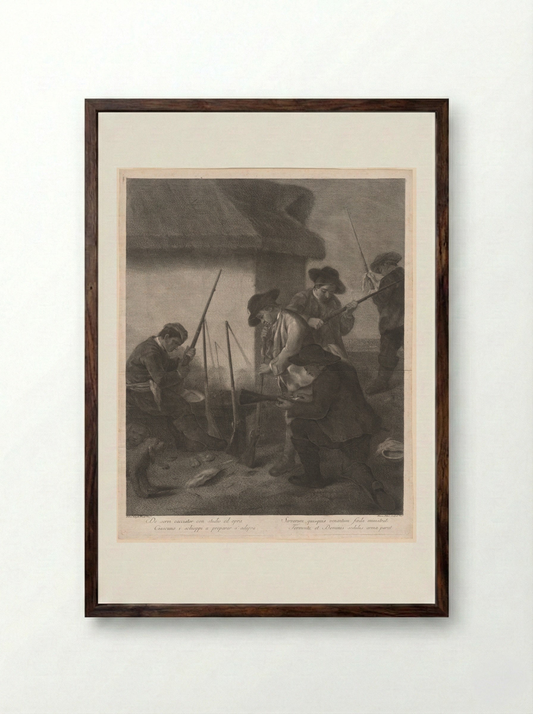 Preparing the Guns - Pietro Longhi - Framed Print Dark Wood