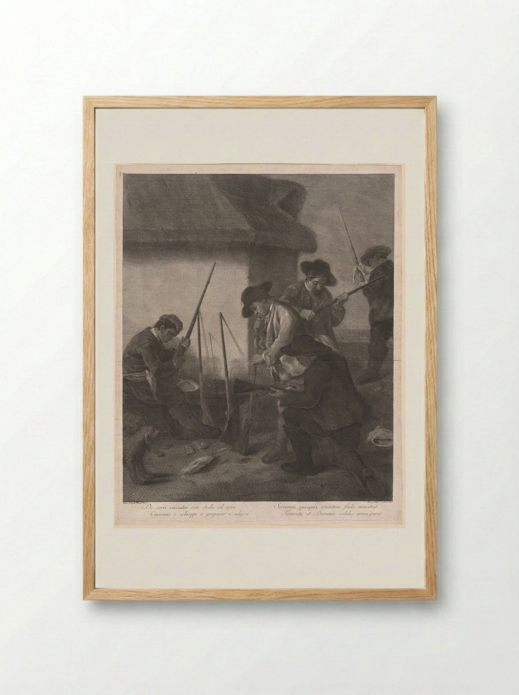 Preparing the Guns - Pietro Longhi - Framed Print Wood