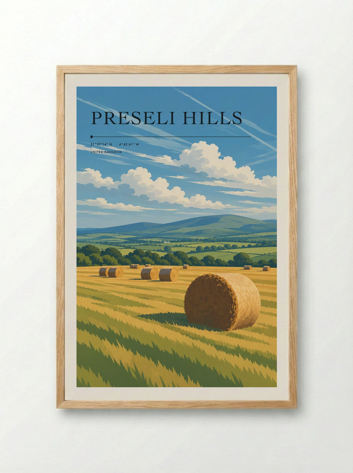 Preseli Hills | Travel Poster - Framed Print Wood