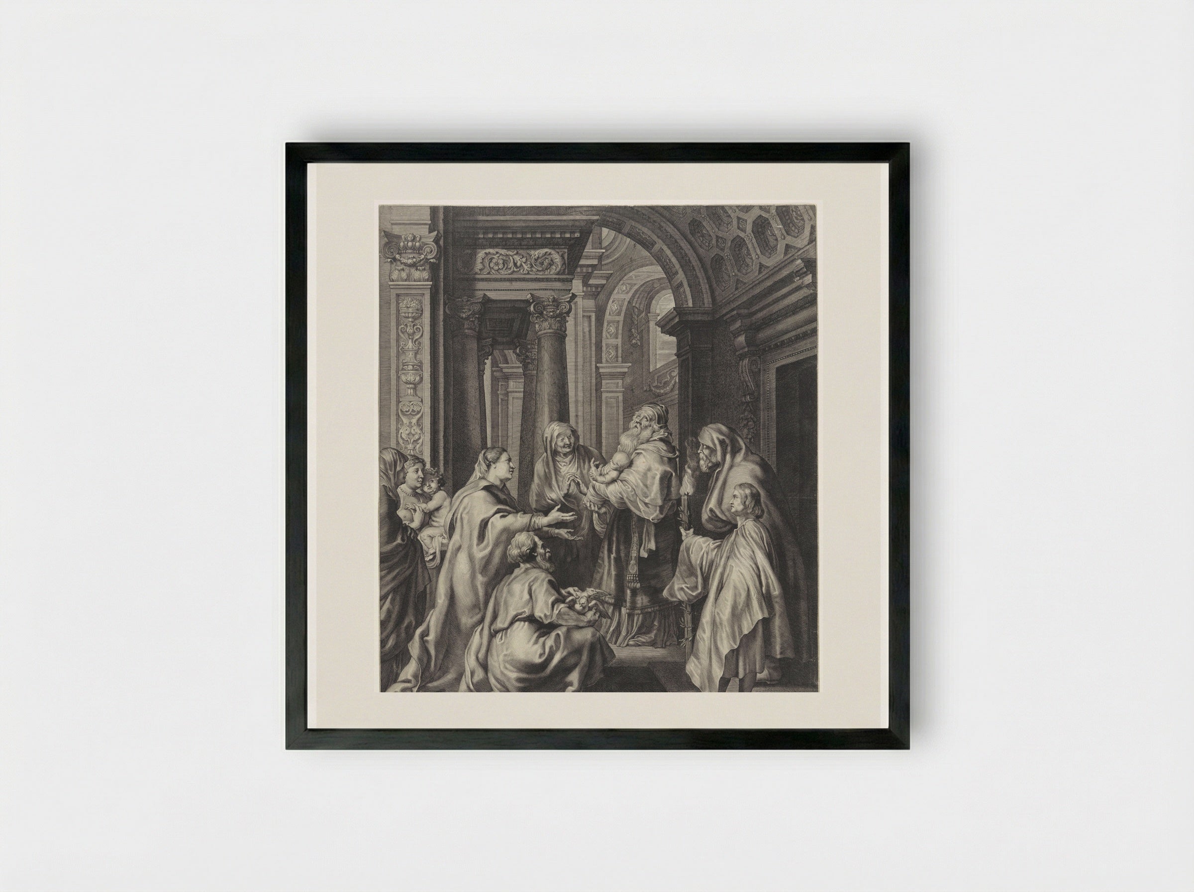 Presentation in the Temple - Paulus Pontius - Framed Print Black