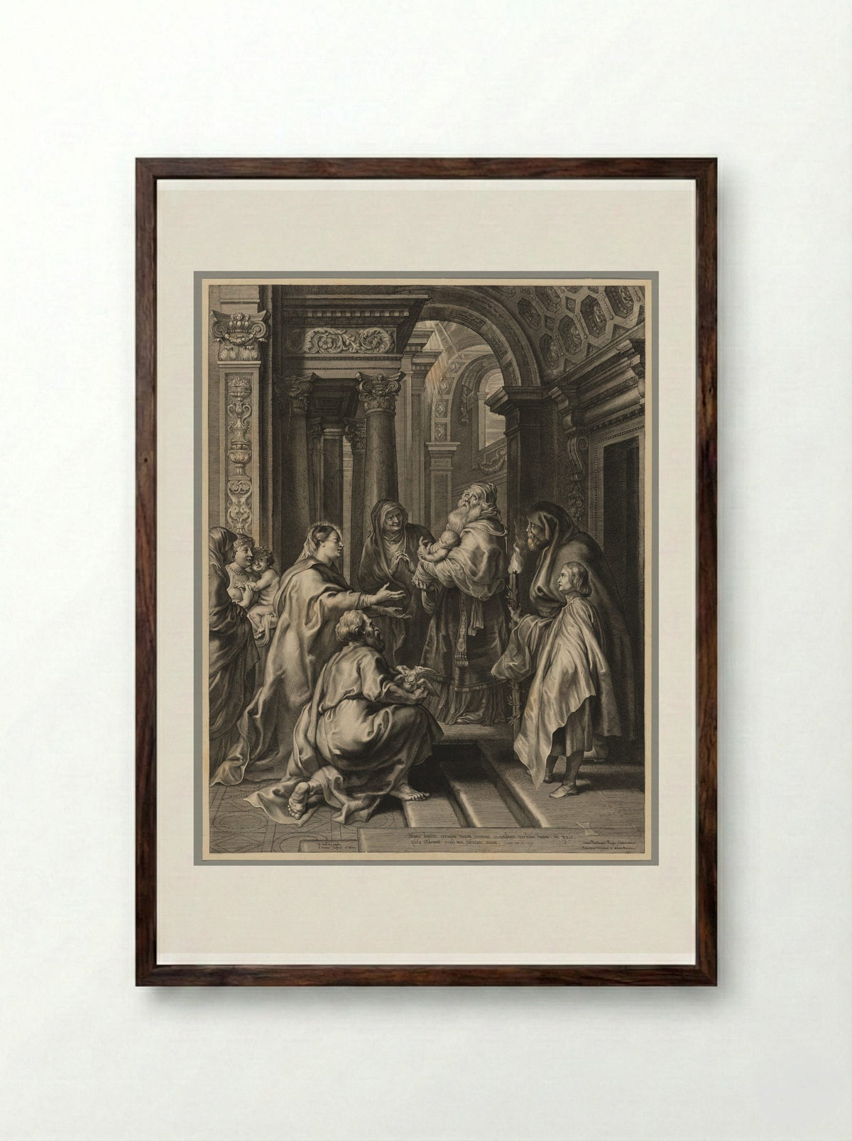 Presentation in the Temple - Paulus Pontius - Framed Print Dark Wood