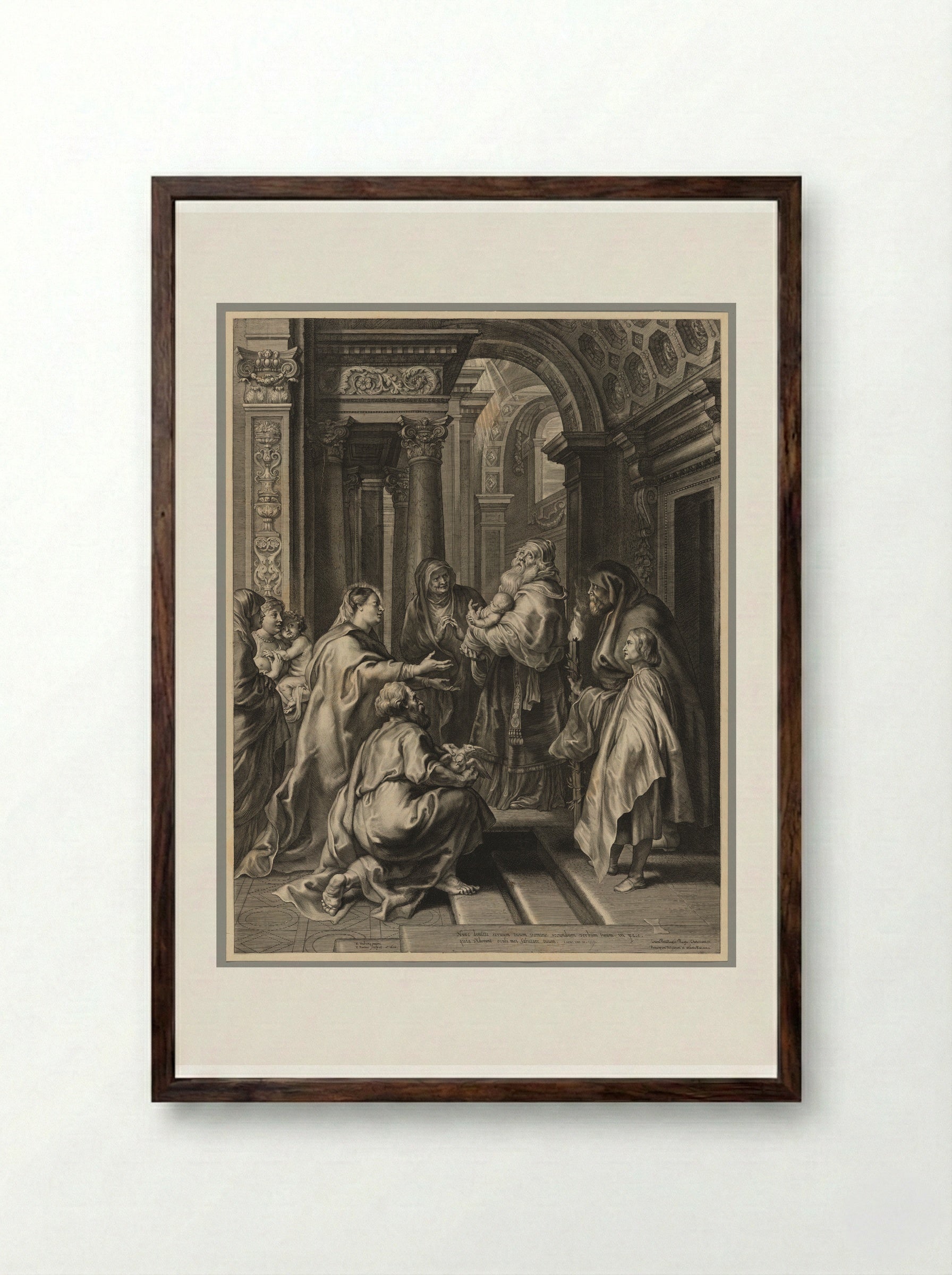 Presentation in the Temple - Paulus Pontius - Framed Print Dark Wood