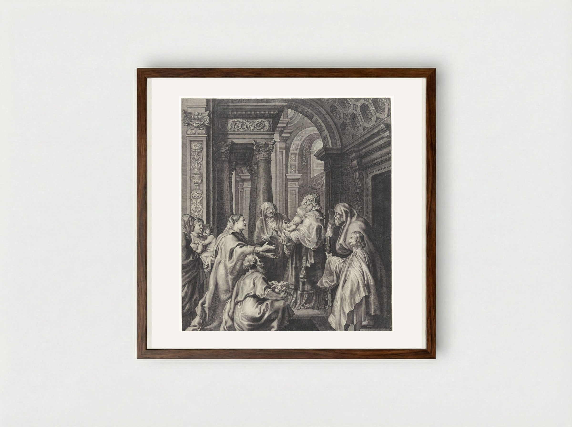 Presentation in the Temple - Paulus Pontius - Framed Print Dark Wood