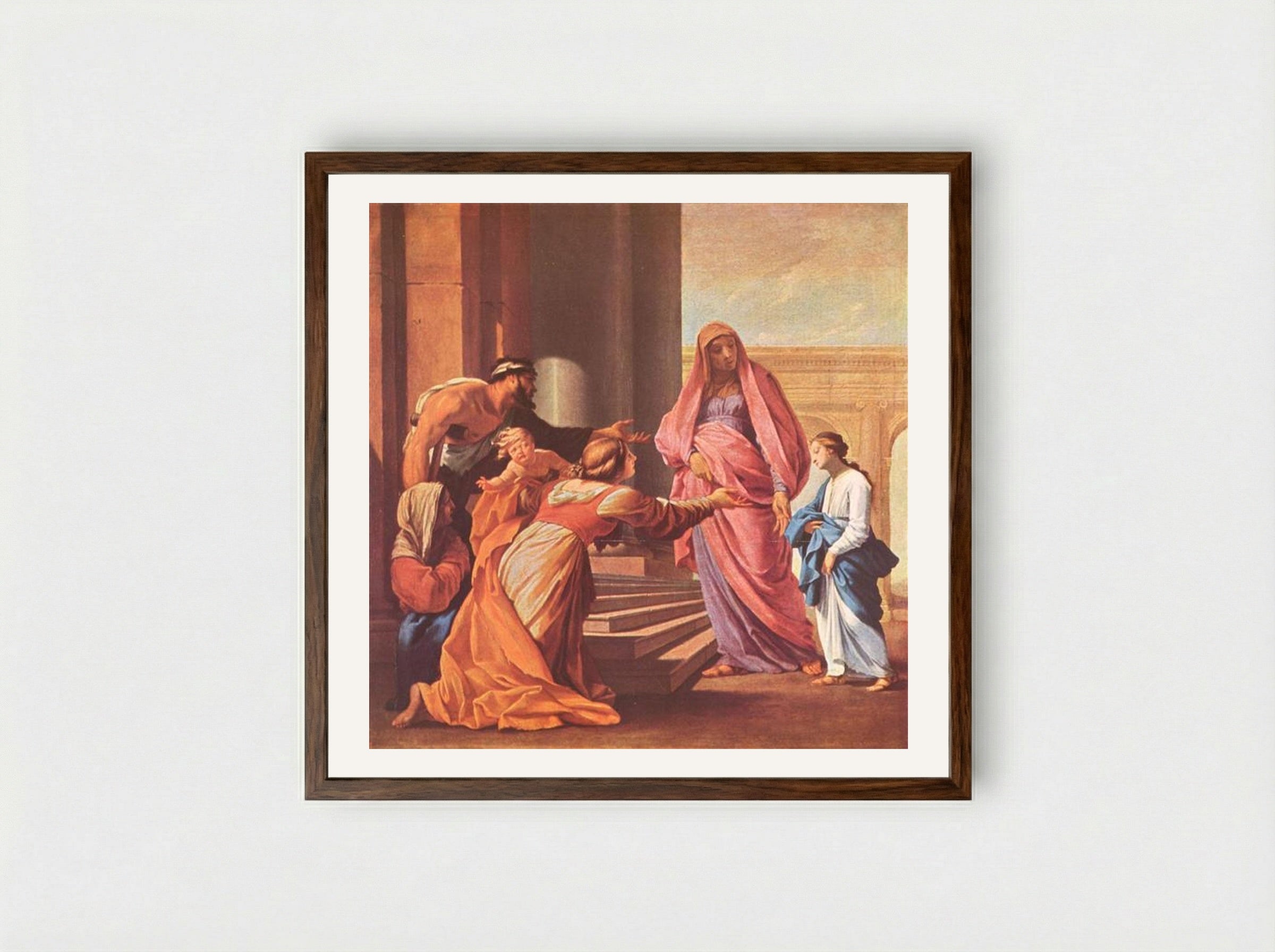 Presentation of the Virgin in the Temple - Eustache Le Sueur - Framed Print Dark Wood