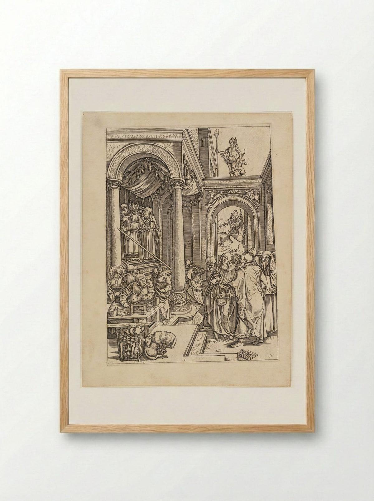 Presentation of the Young Virgin in the Temple - Marcantonio Raimondi - Framed Print Wood