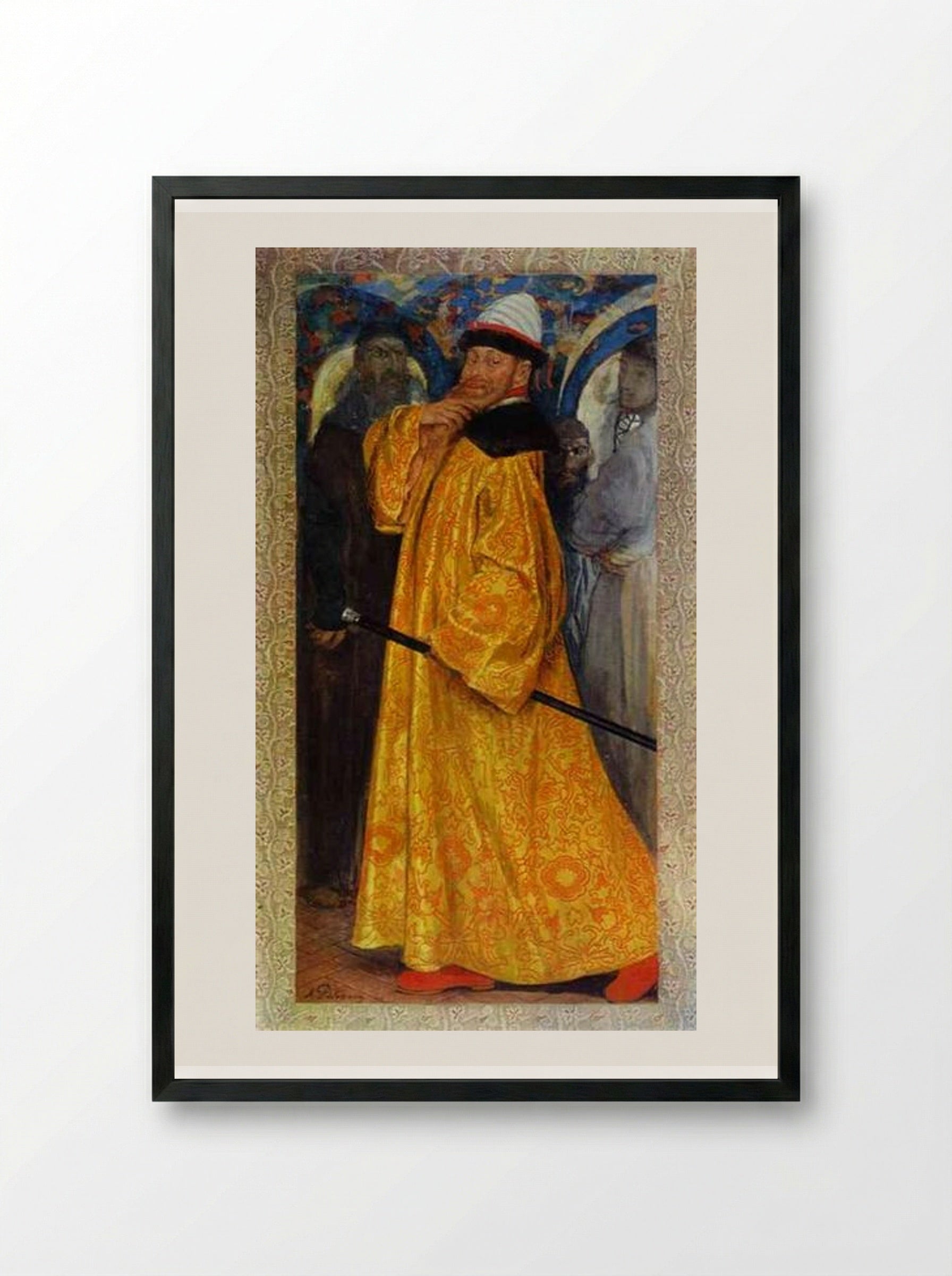 Presented with the Tzar's Own Fur-lined Robe - Andrei Ryabushkin - Framed Print Black