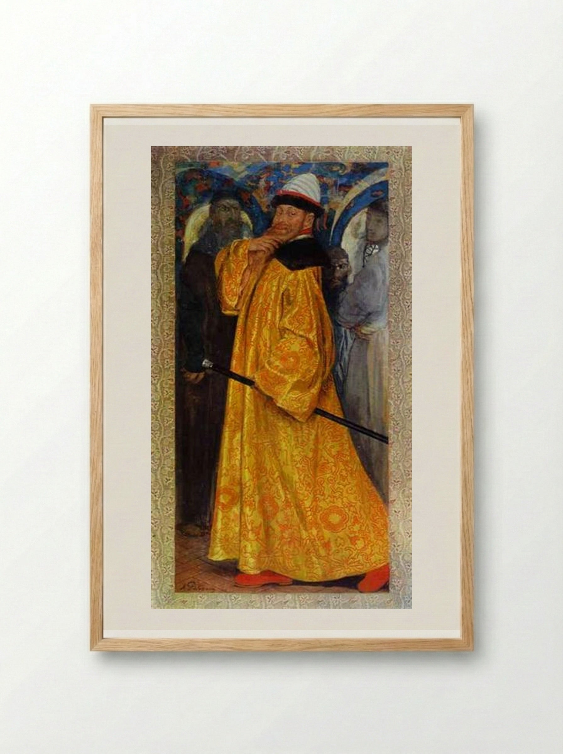 Presented with the Tzar's Own Fur-lined Robe - Andrei Ryabushkin - Framed Print Wood